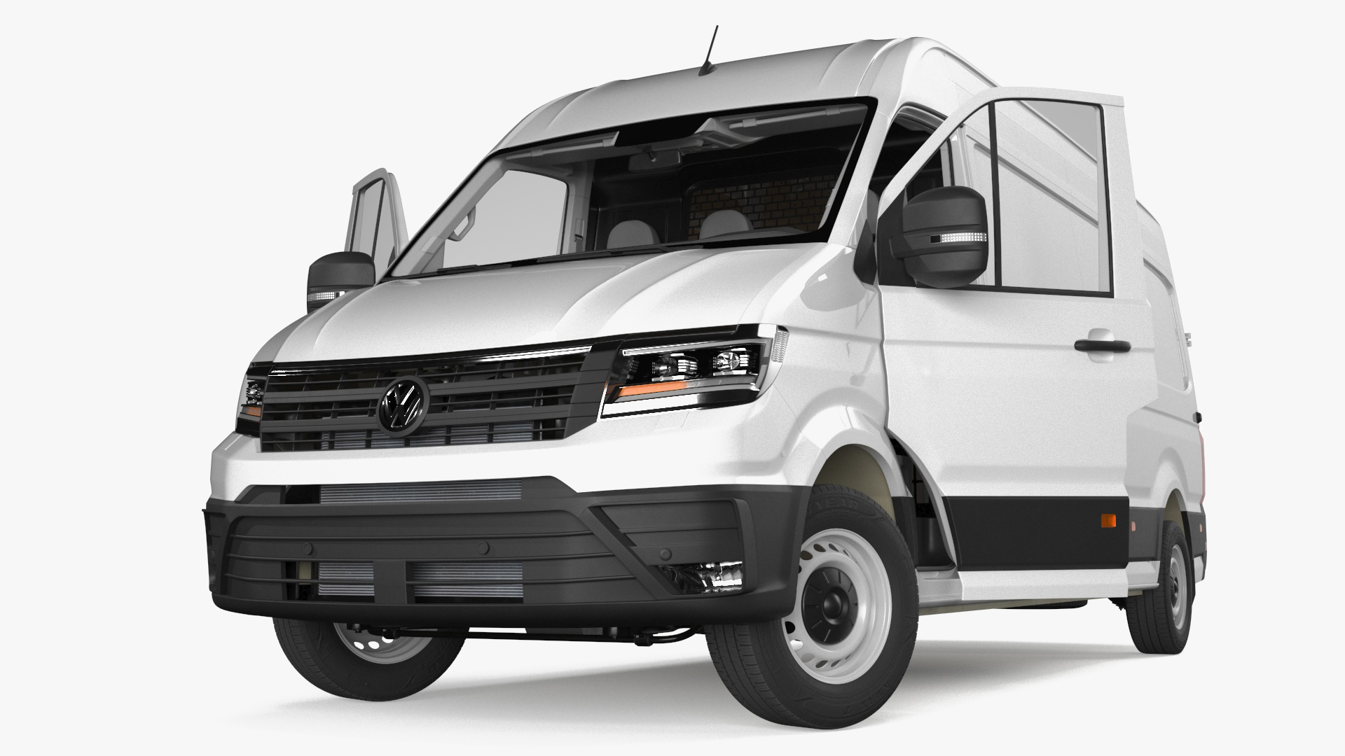 3D Volkswagen Crafter Van 2024 Long White Color Rigged