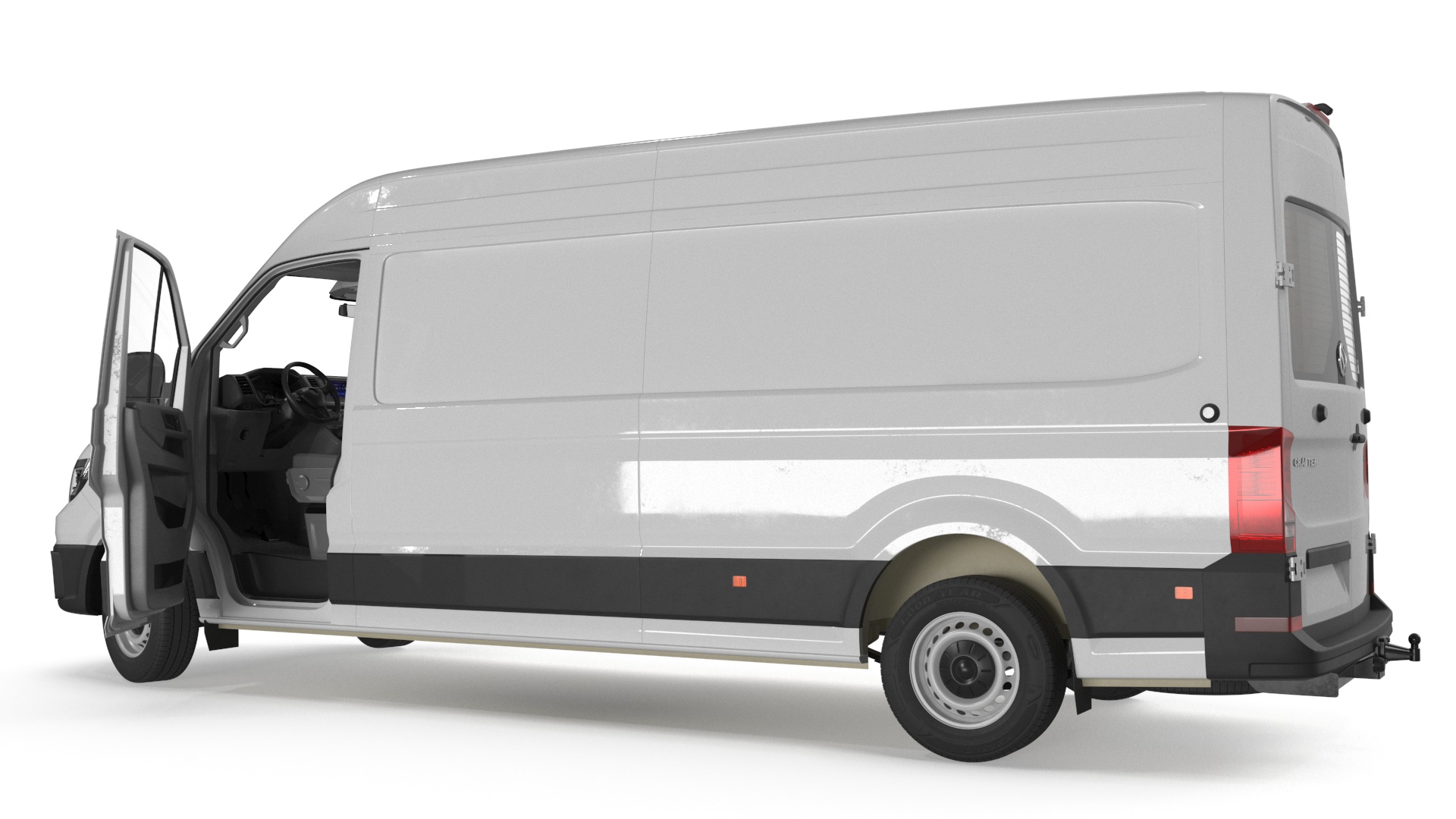 3D Volkswagen Crafter Van 2024 Long White Color Rigged