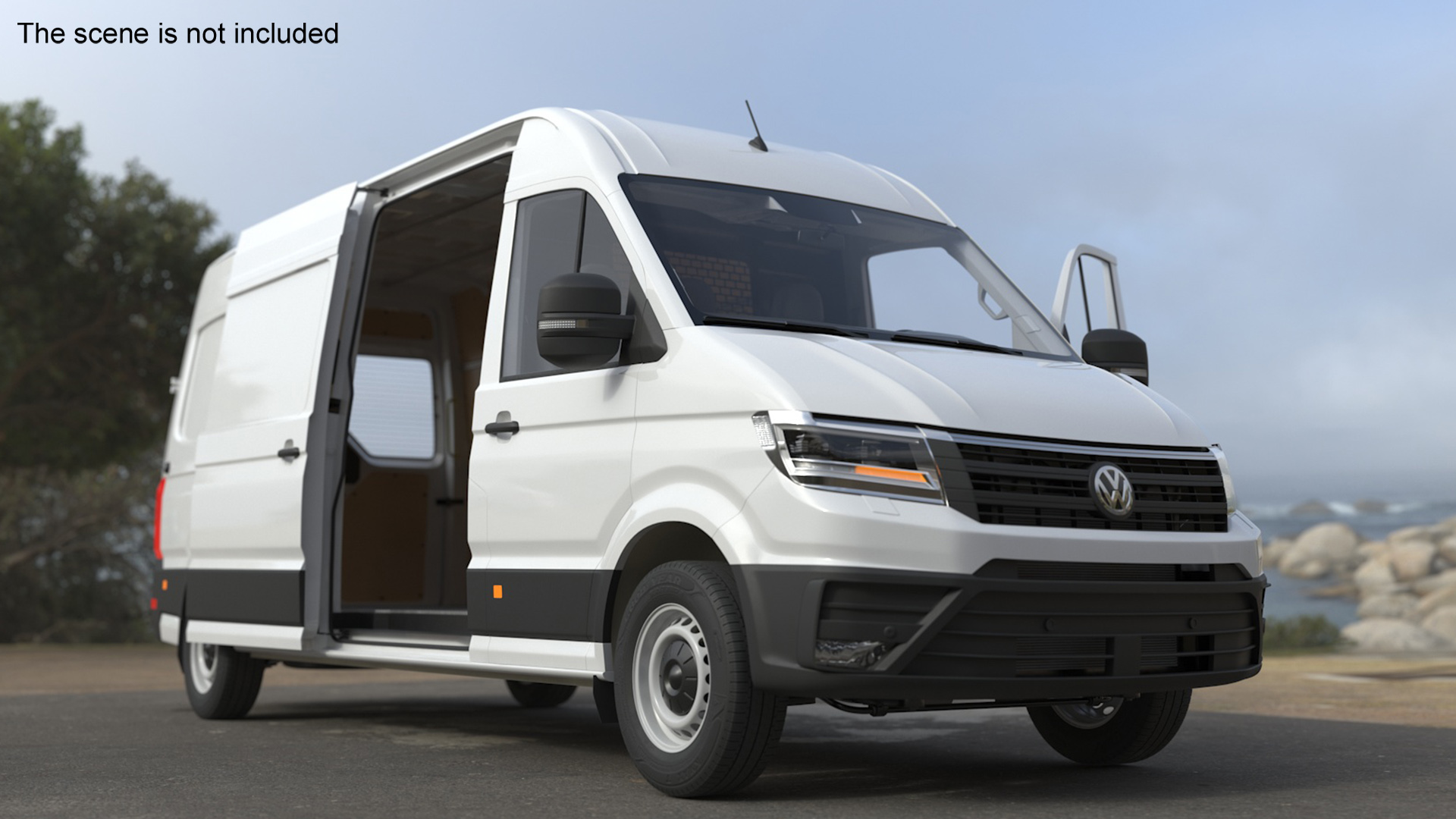 3D Volkswagen Crafter Van 2024 Long White Color Rigged