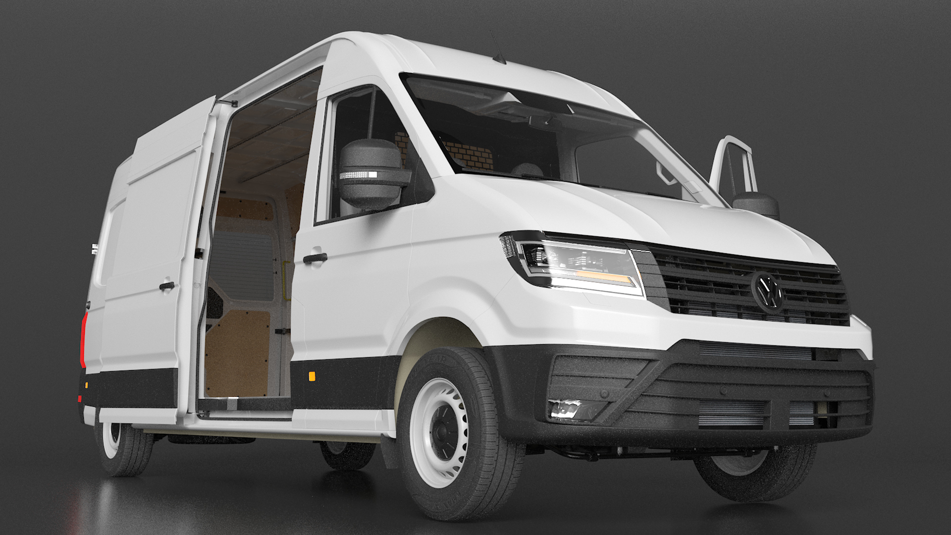 3D Volkswagen Crafter Van 2024 Long White Color Rigged