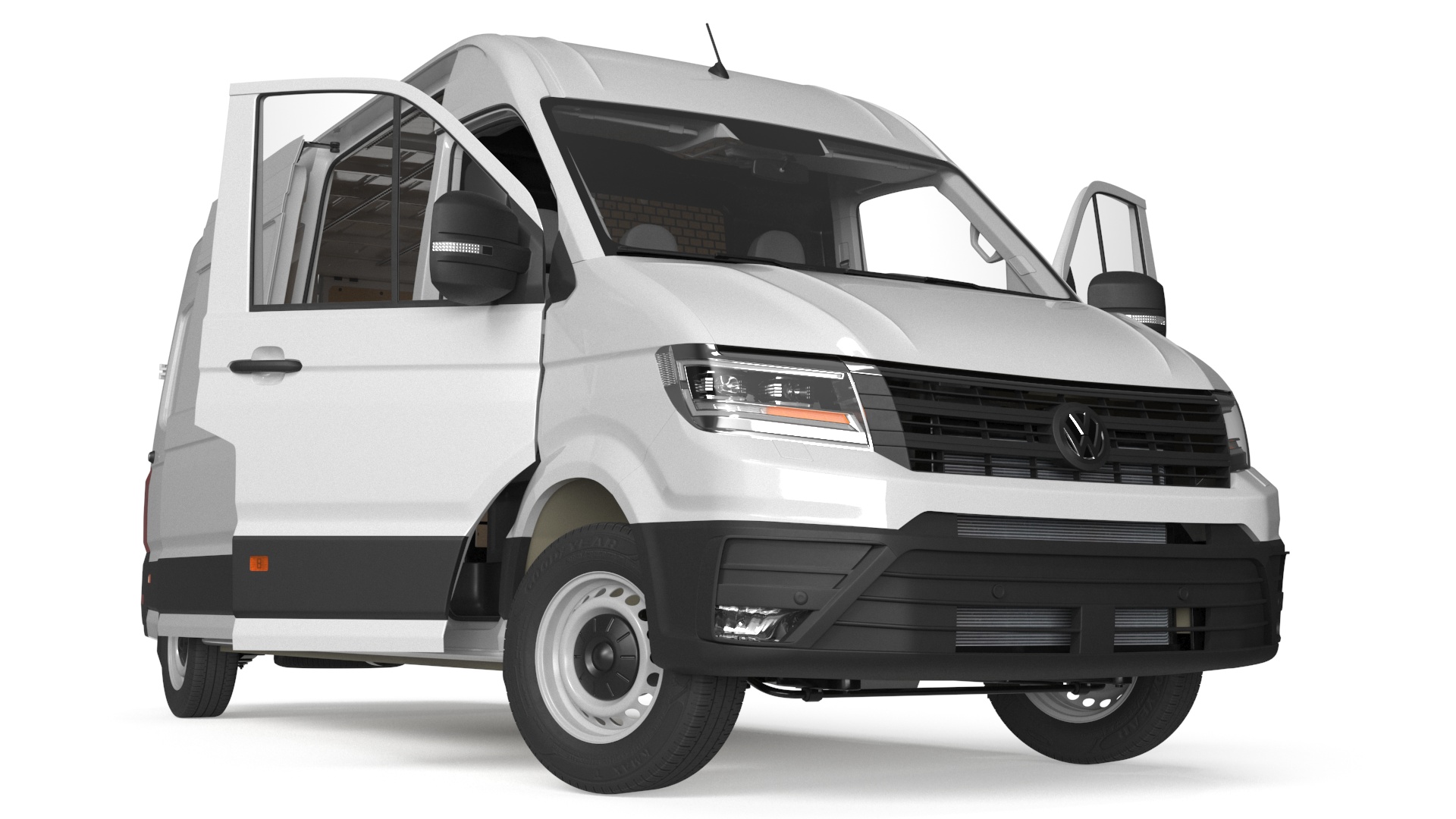 3D Volkswagen Crafter Van 2024 Long White Color Rigged