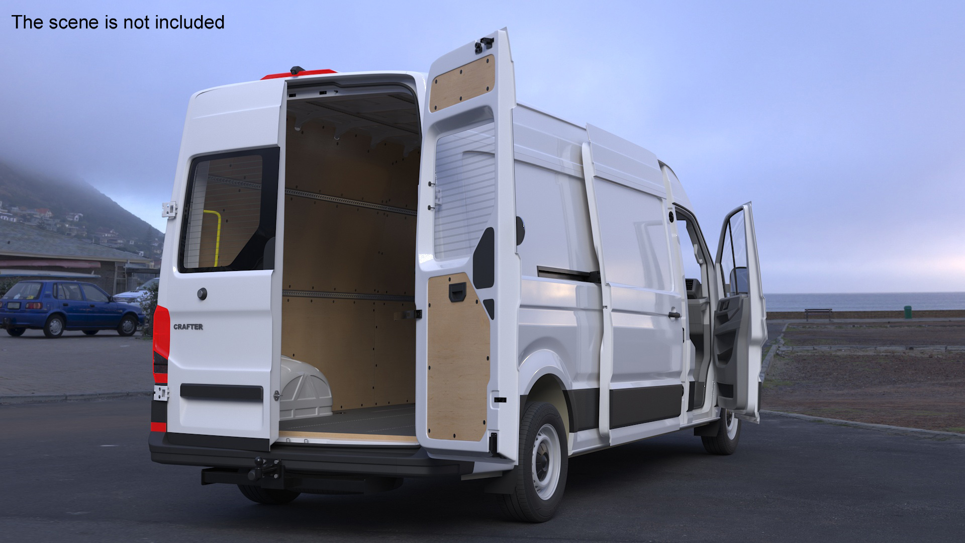 3D Volkswagen Crafter Van 2024 Long White Color Rigged