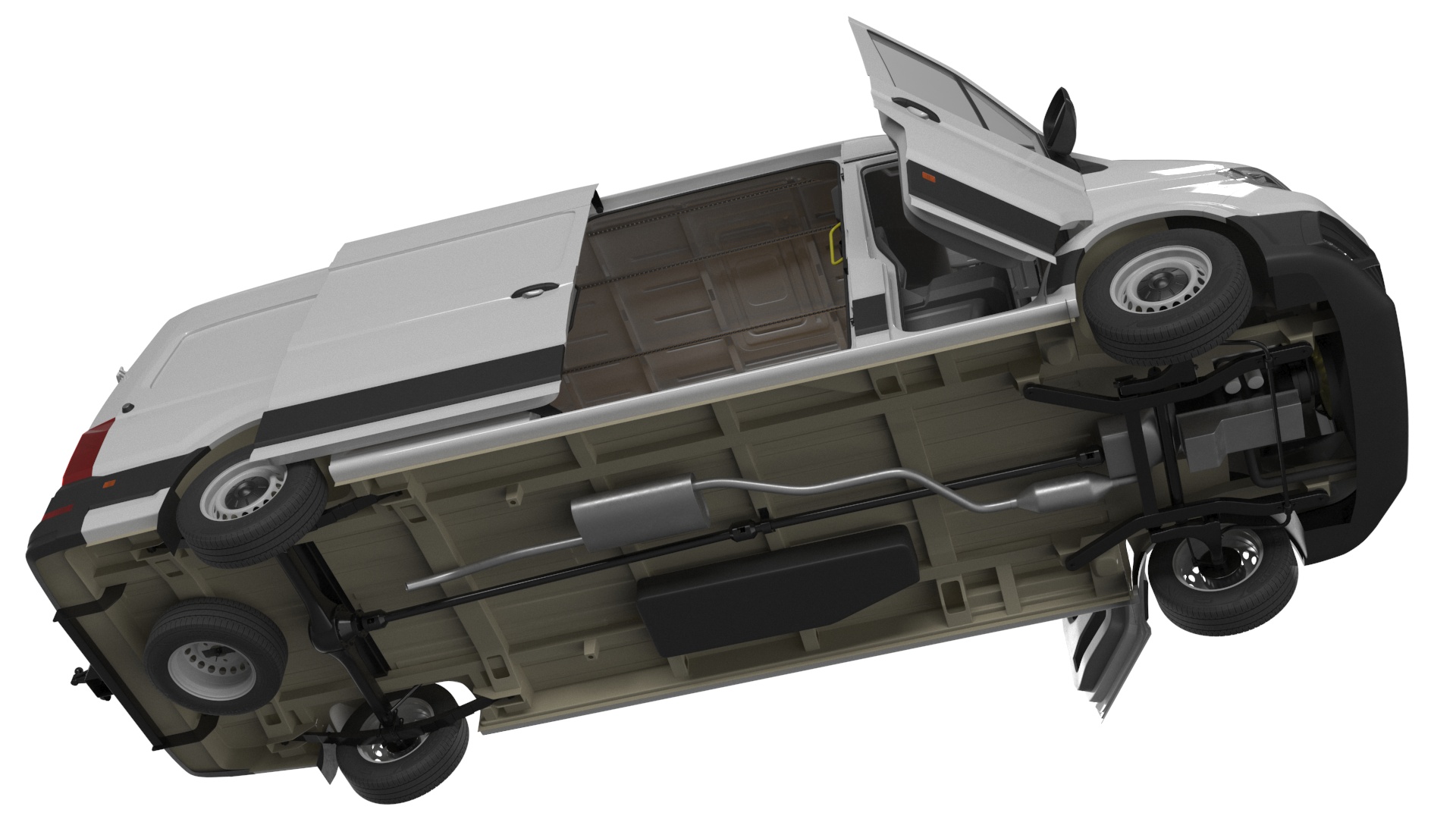 3D Volkswagen Crafter Van 2024 Long White Color Rigged