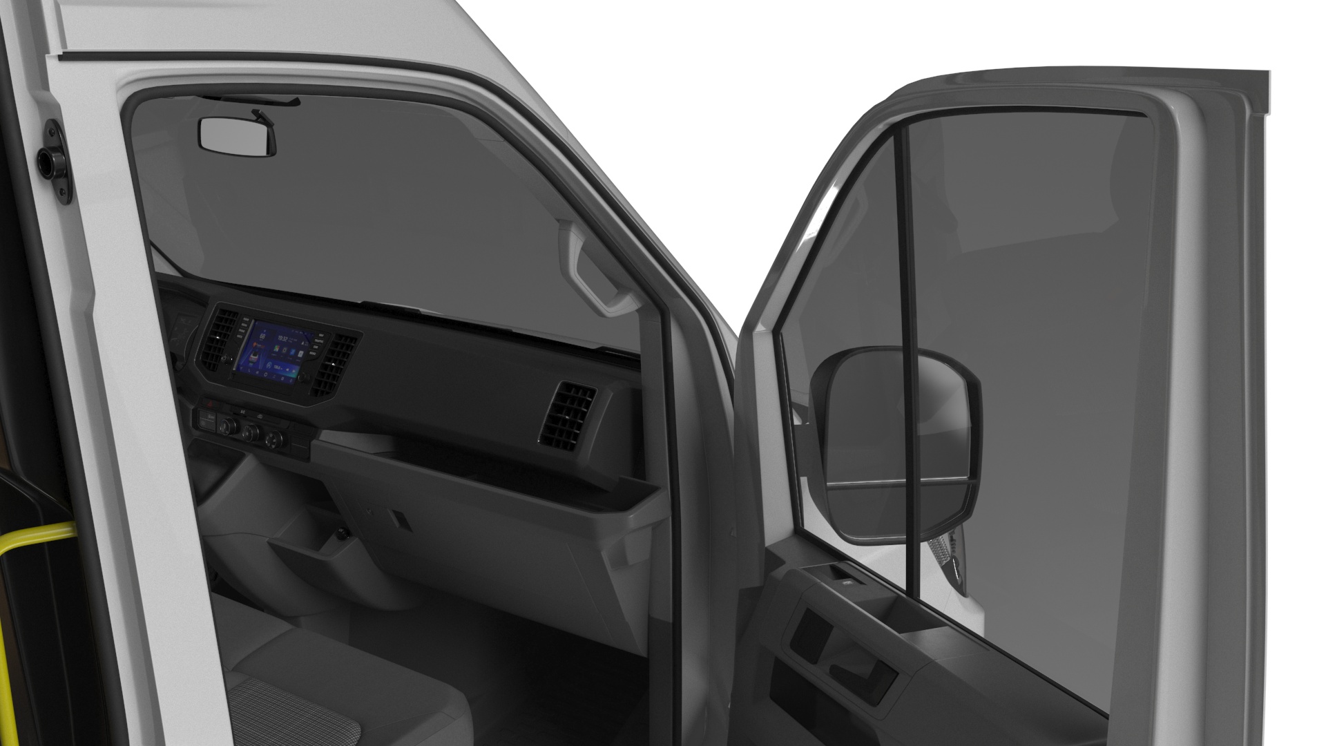 3D Volkswagen Crafter Van 2024 Long White Color Rigged