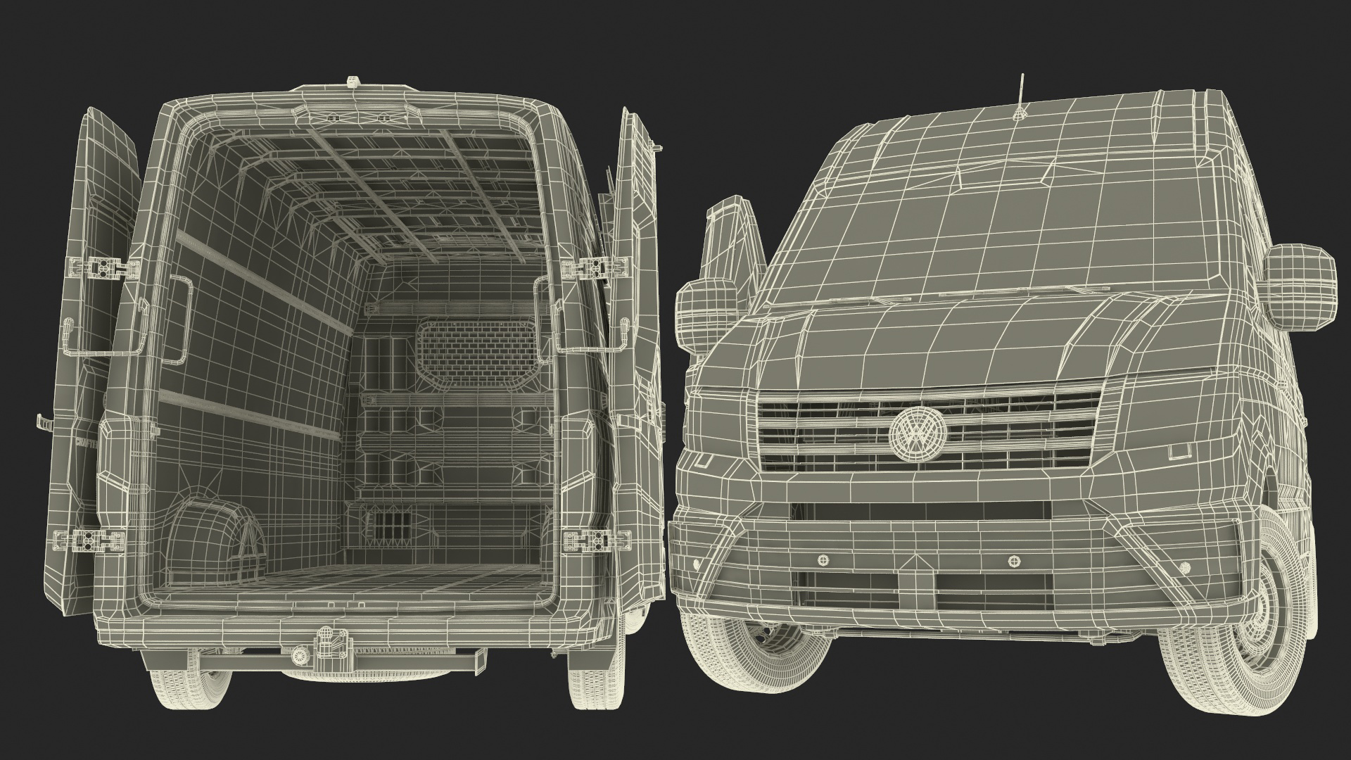 3D Volkswagen Crafter Van 2024 Long White Color Rigged