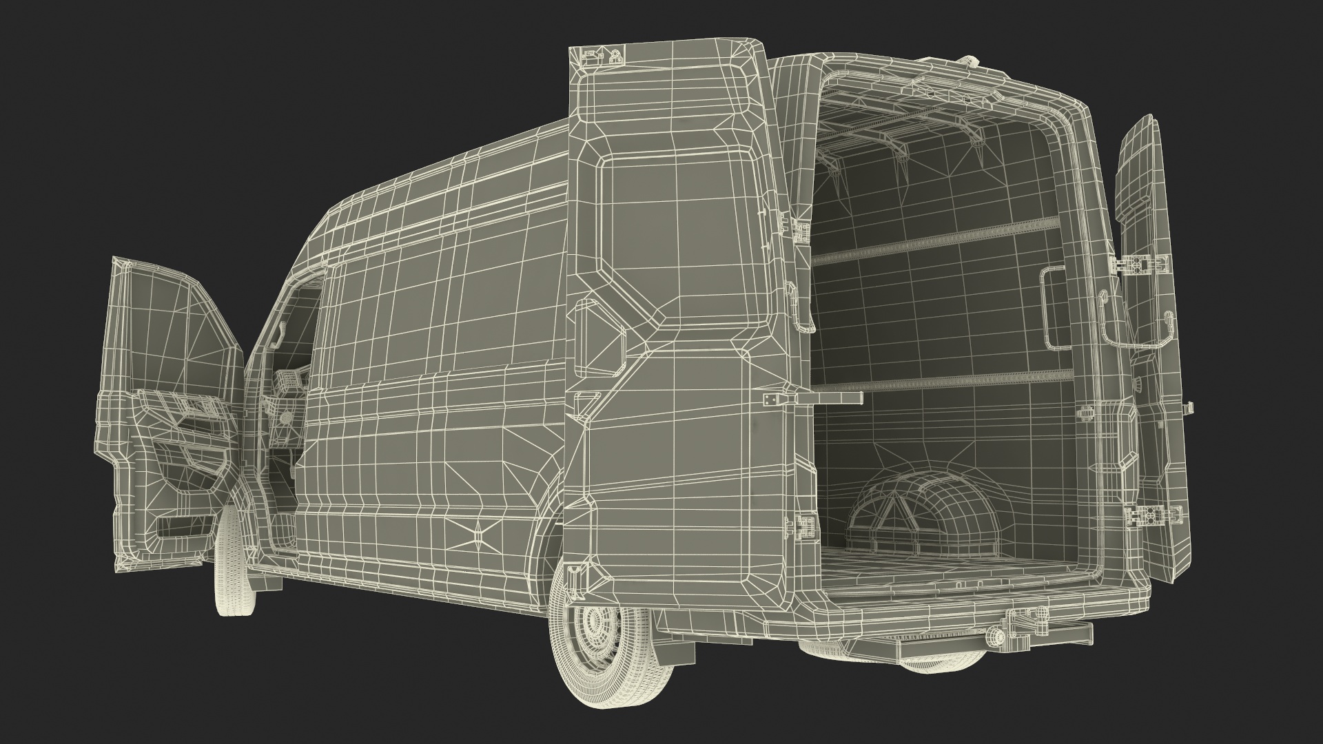 3D Volkswagen Crafter Van 2024 Long White Color Rigged