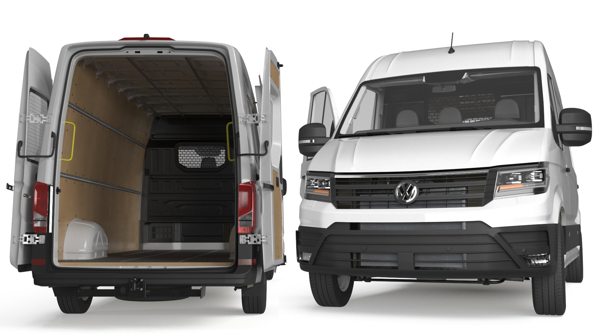 3D Volkswagen Crafter Van 2024 Long White Color Rigged