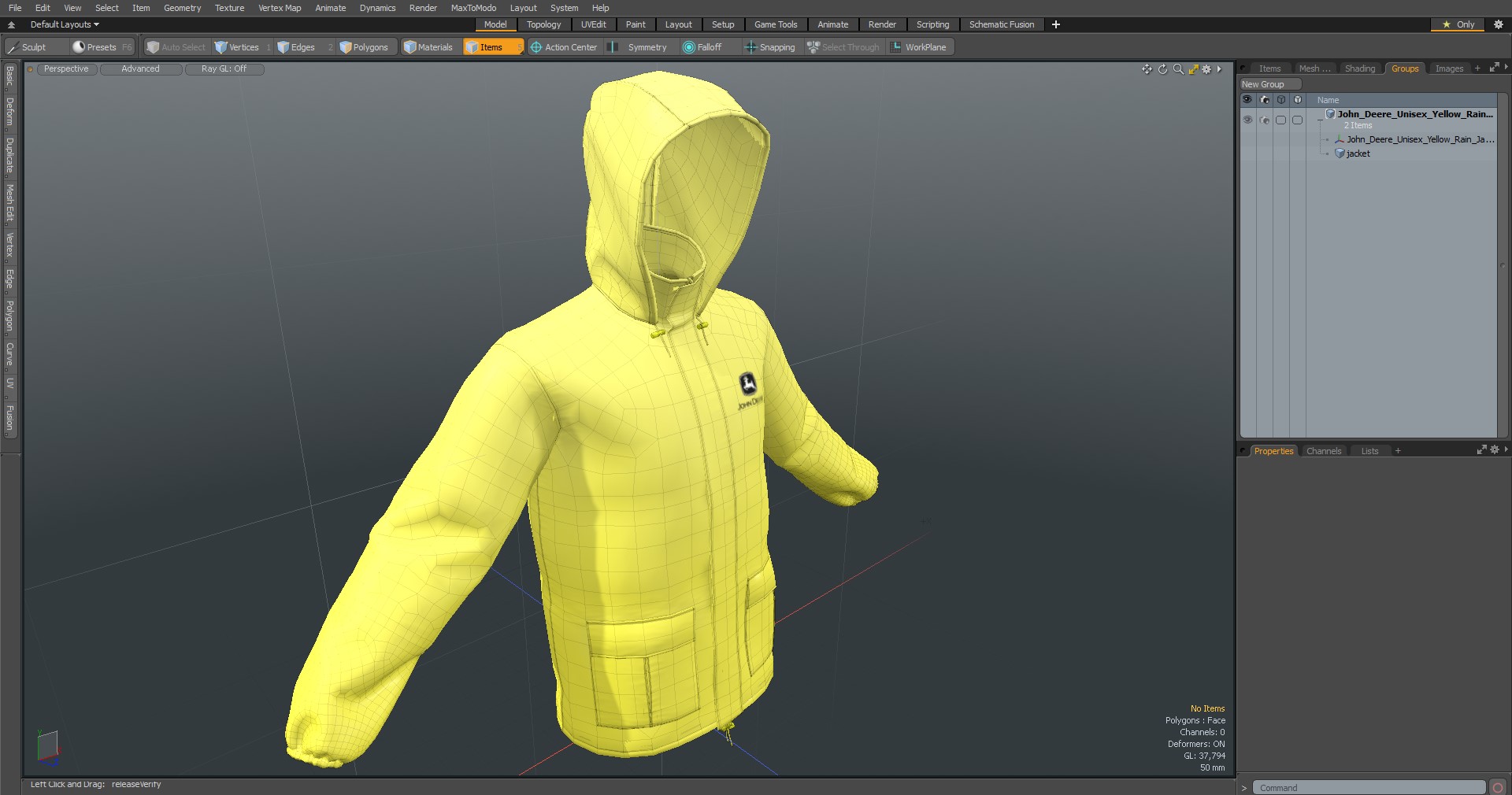 3D John Deere Unisex Yellow Rain Jacket