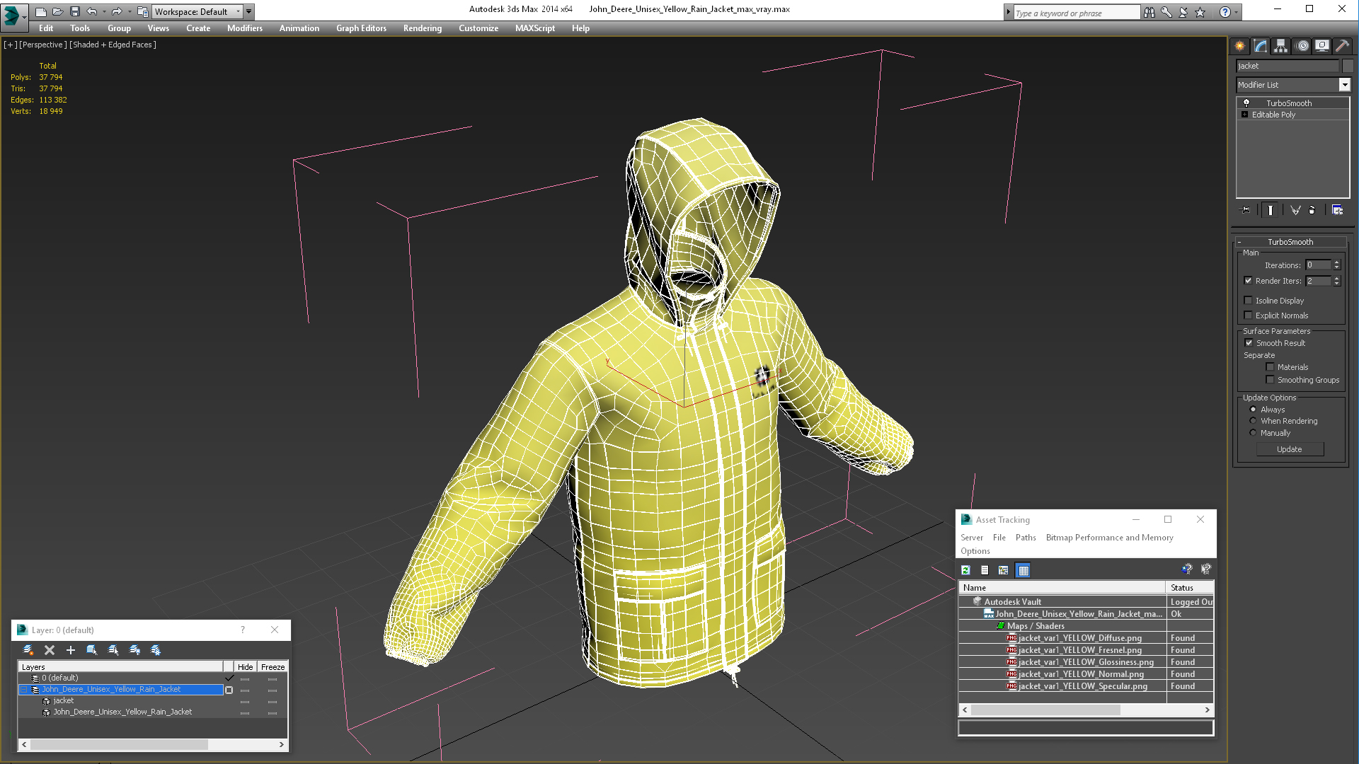 3D John Deere Unisex Yellow Rain Jacket
