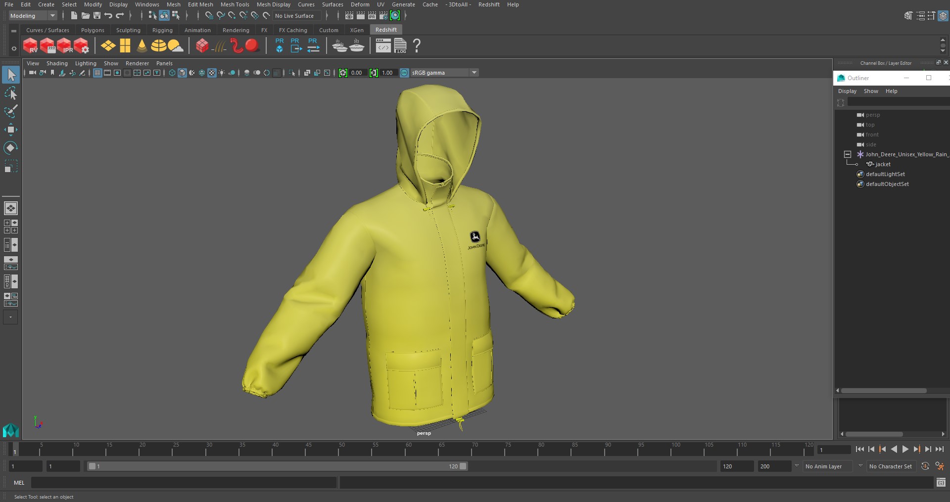 3D John Deere Unisex Yellow Rain Jacket