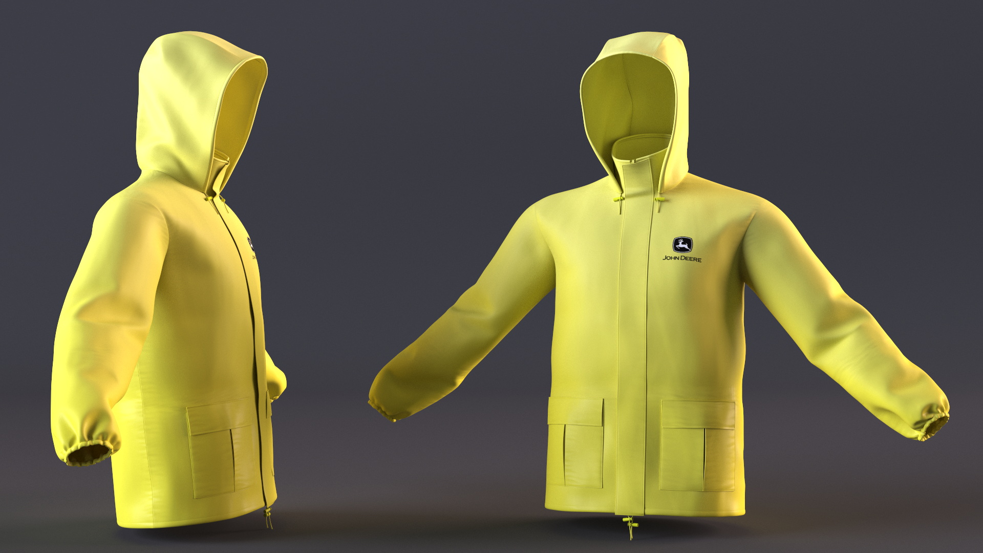 3D John Deere Unisex Yellow Rain Jacket
