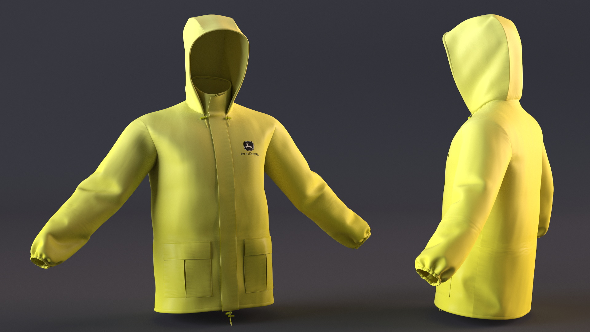 3D John Deere Unisex Yellow Rain Jacket