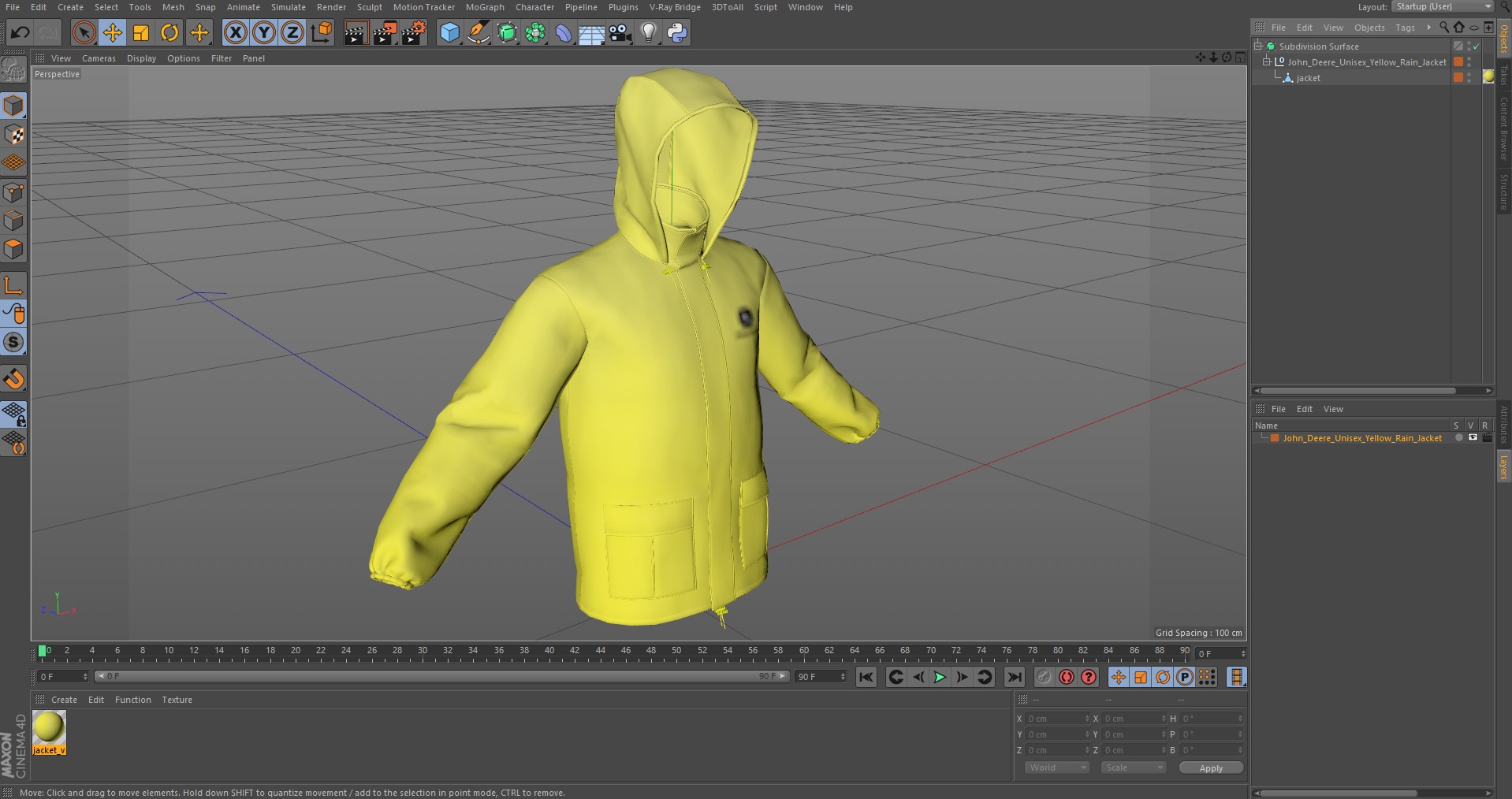 3D John Deere Unisex Yellow Rain Jacket