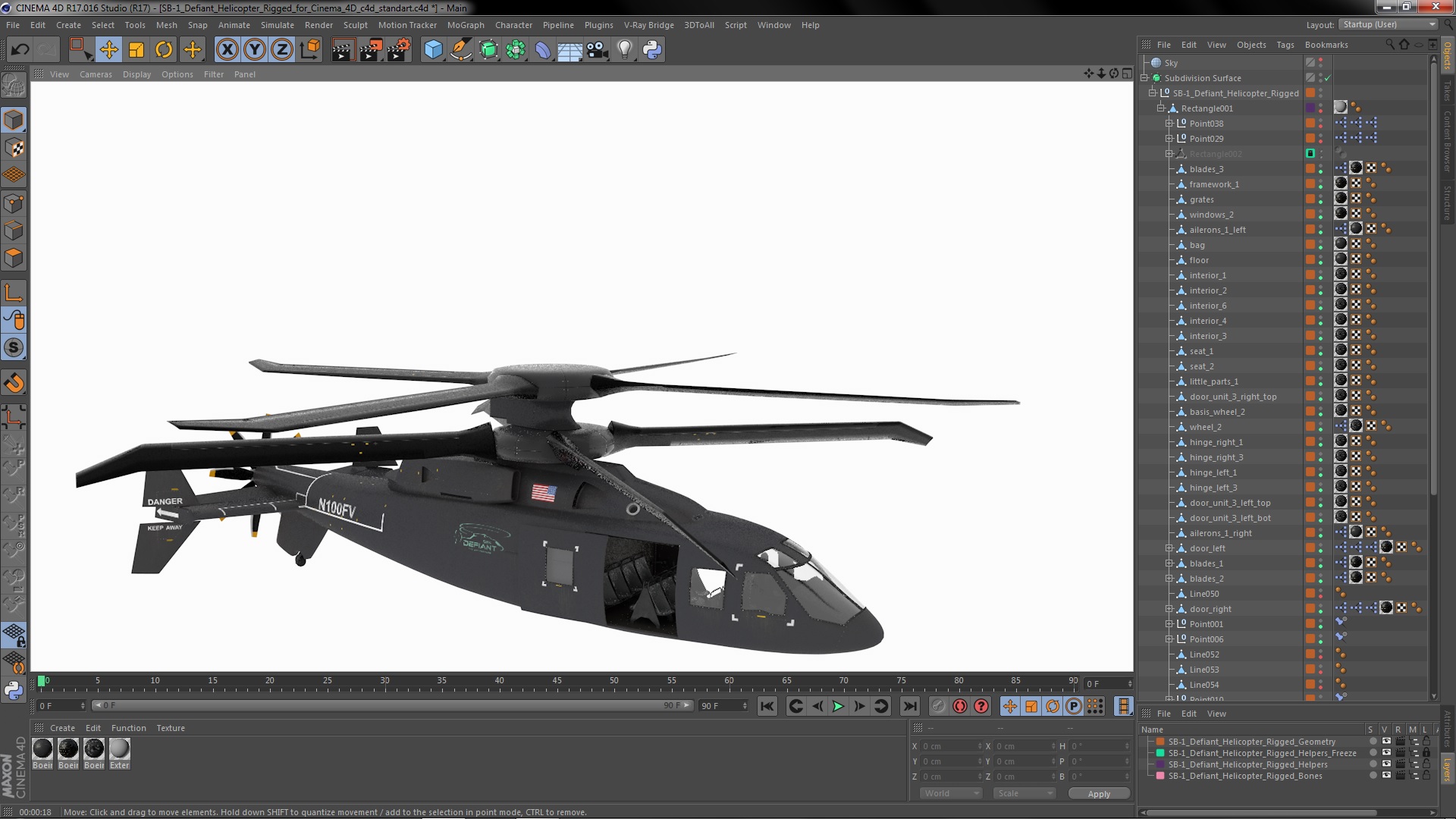 SB-1 Defiant Helicopter Rigged for Cinema 4D 3D model