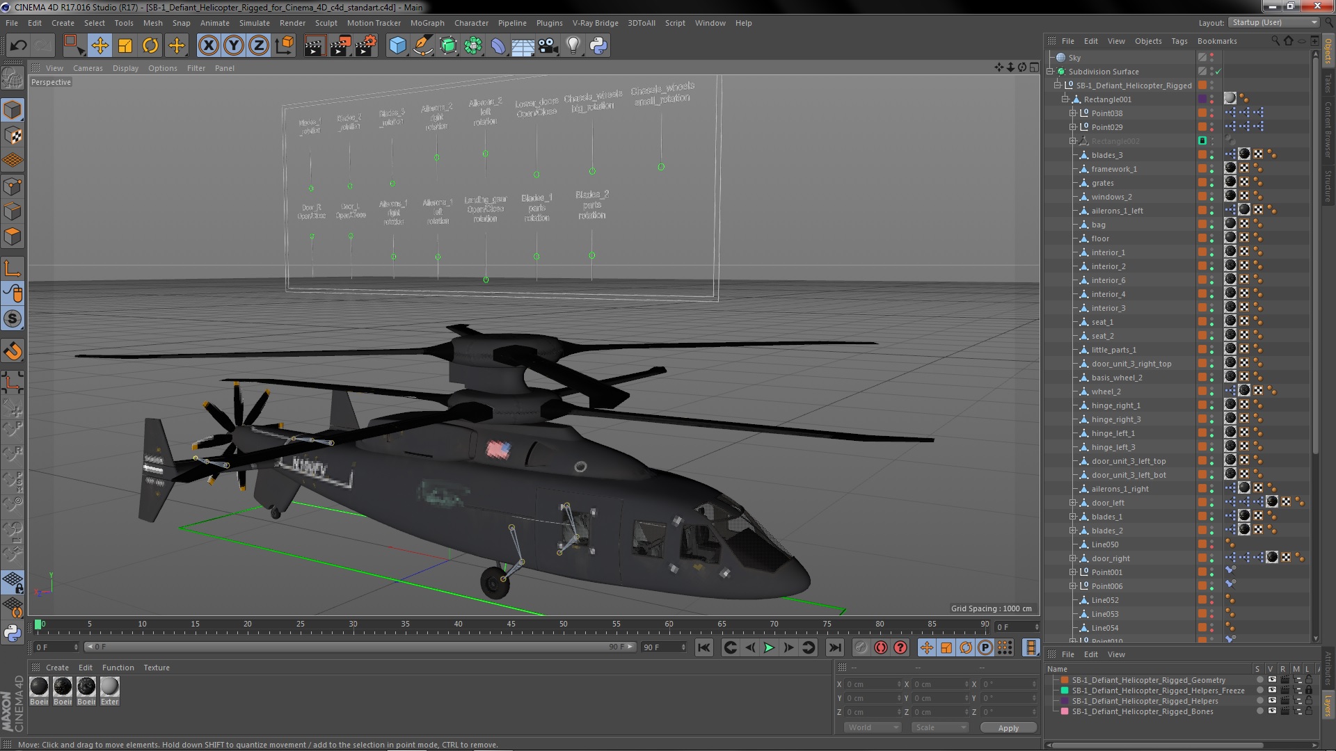SB-1 Defiant Helicopter Rigged for Cinema 4D 3D model
