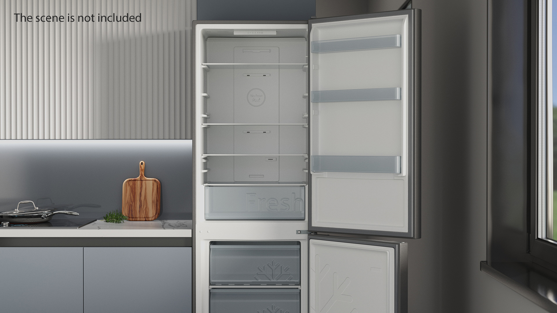 3D model Fridge Candy CCRN 6180S Open Door Silver