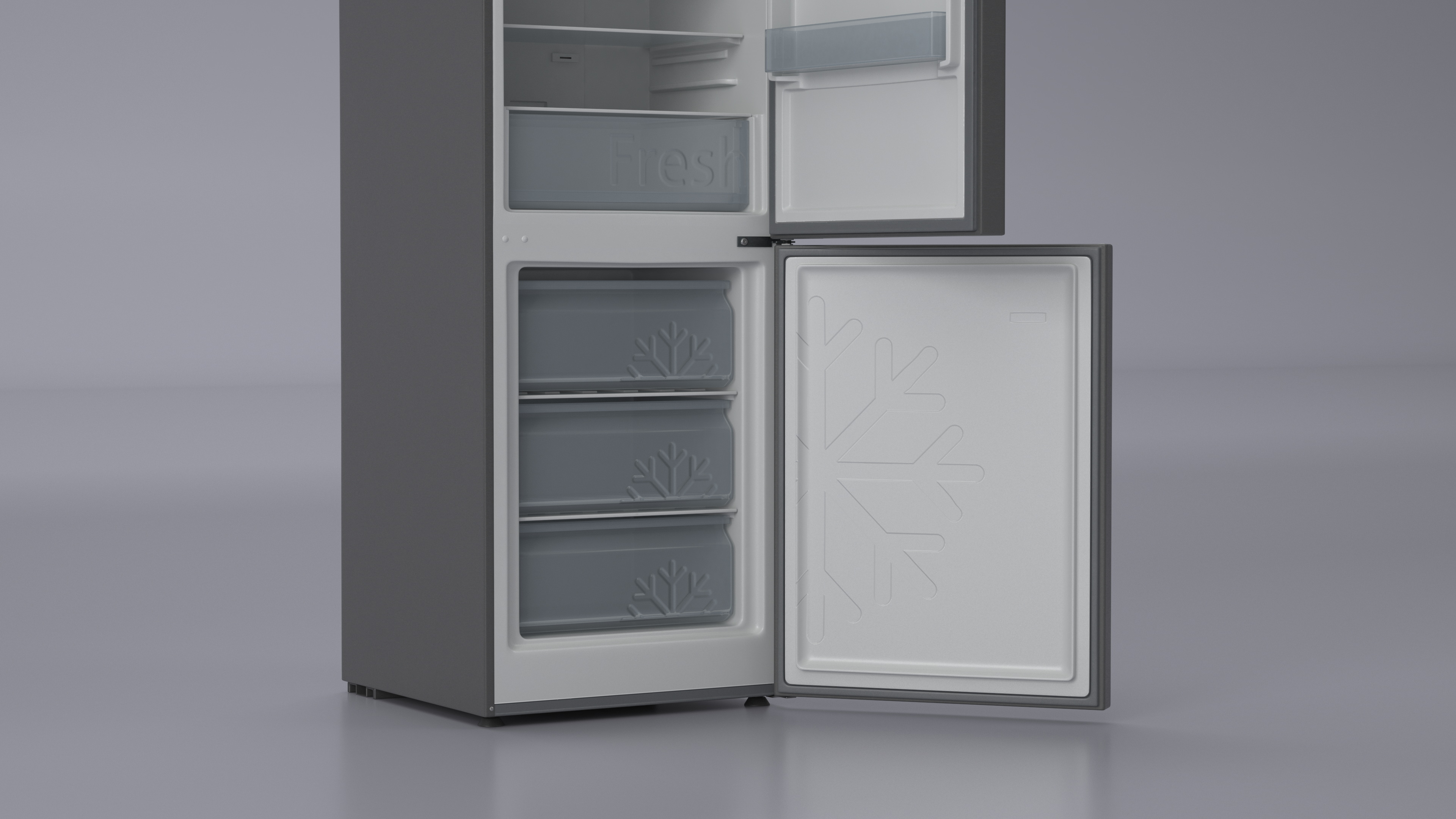 3D model Fridge Candy CCRN 6180S Open Door Silver