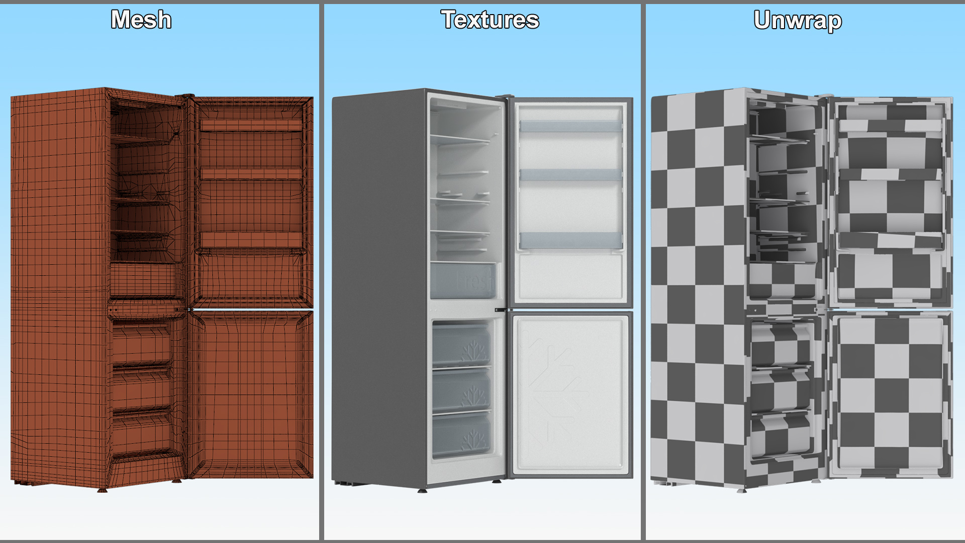 3D model Fridge Candy CCRN 6180S Open Door Silver