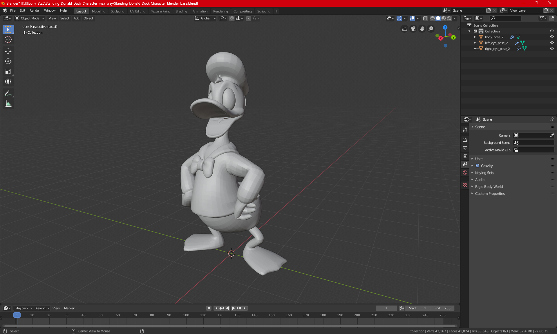 3D model Standing Donald Duck Character