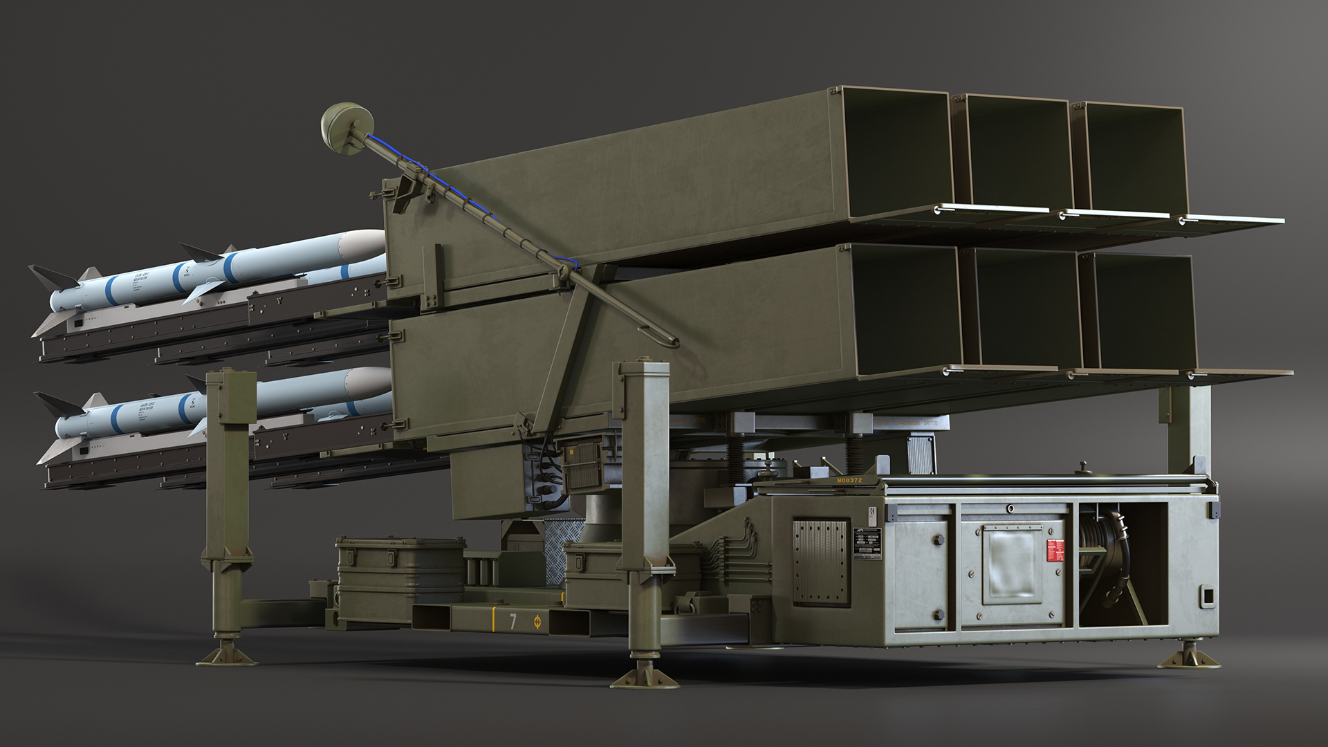 Mobile Norwegian Anti-Aircraft Missile System NASAMS Rigged 3D model