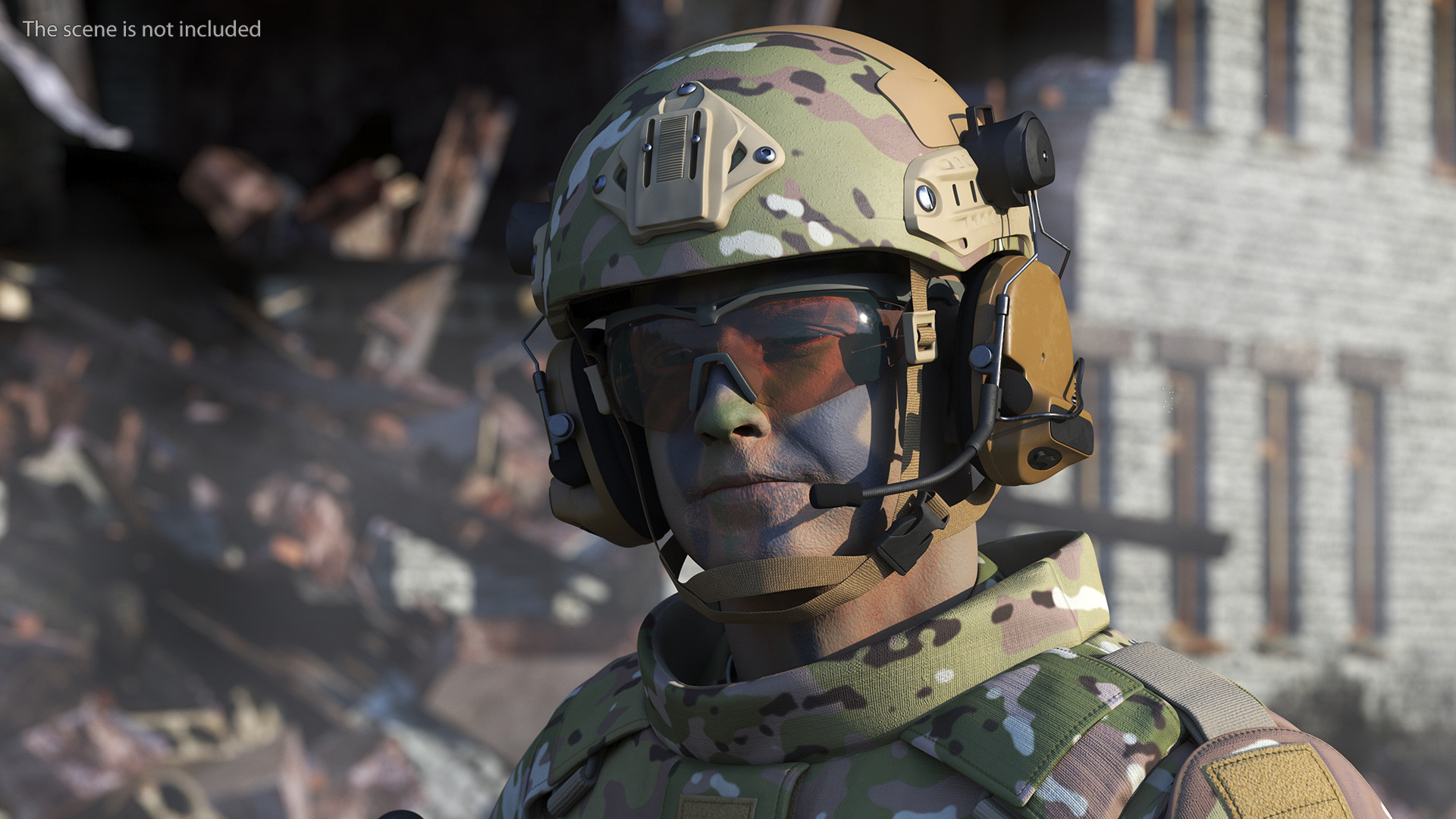 3D Fully Equipped Military Soldier in Green Camo Walking model