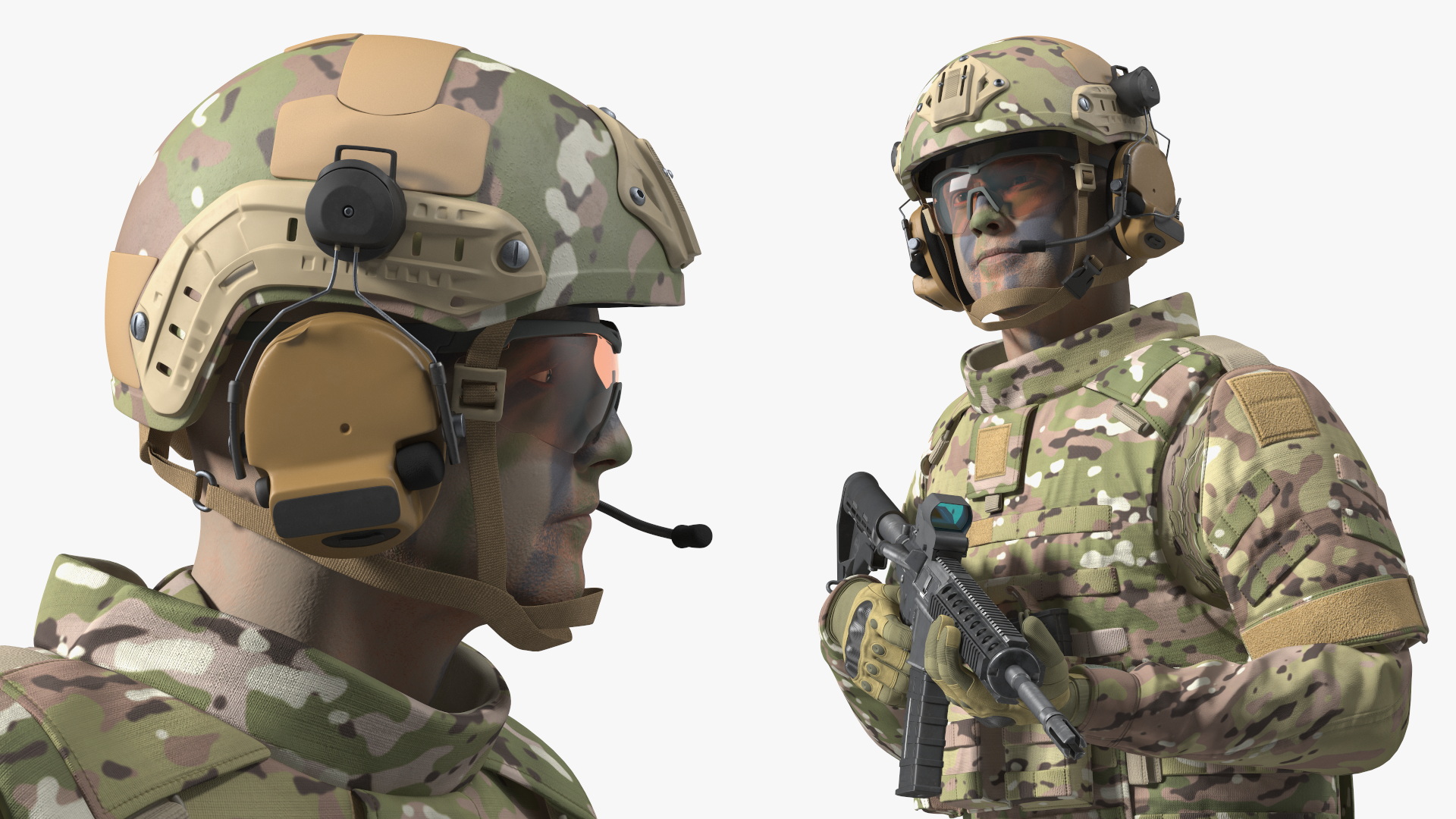 3D Fully Equipped Military Soldier in Green Camo Walking model