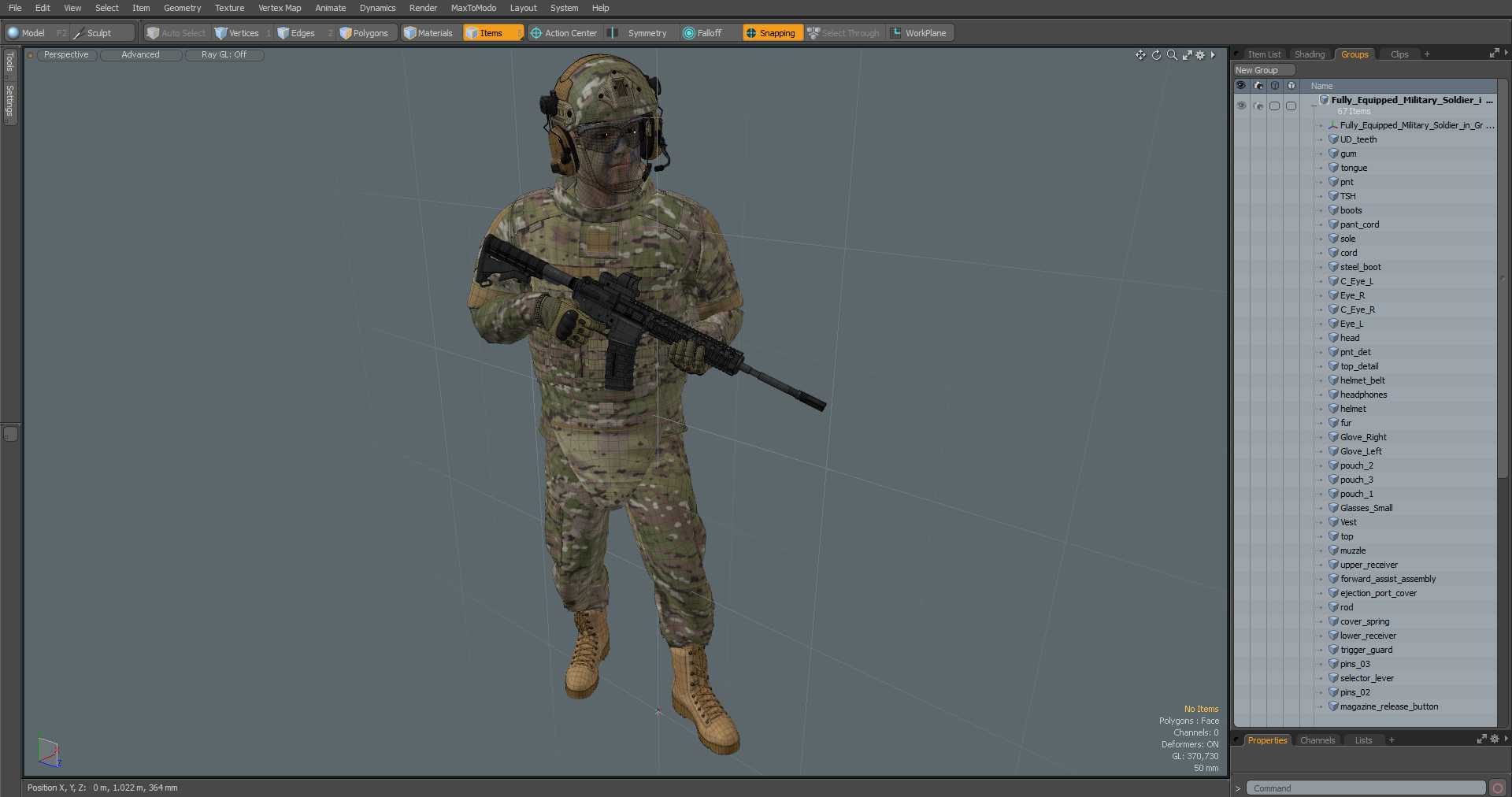 3D Fully Equipped Military Soldier in Green Camo Walking model