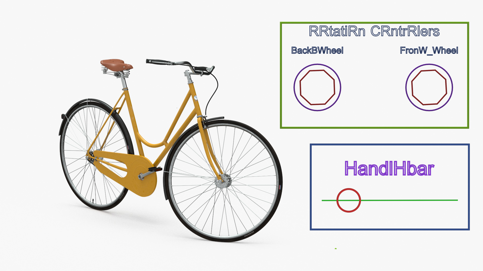 3D Classic City Bicycle Rigged for Cinema 4D