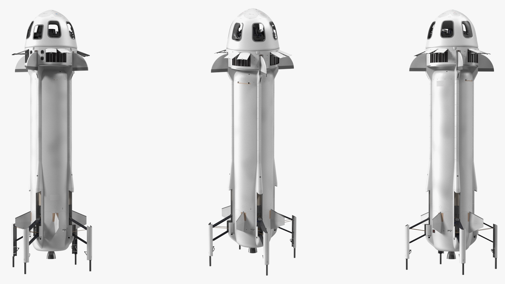 3D model Suborbital Launch Vehicle Rocket Booster with Crew Capsule Rigged