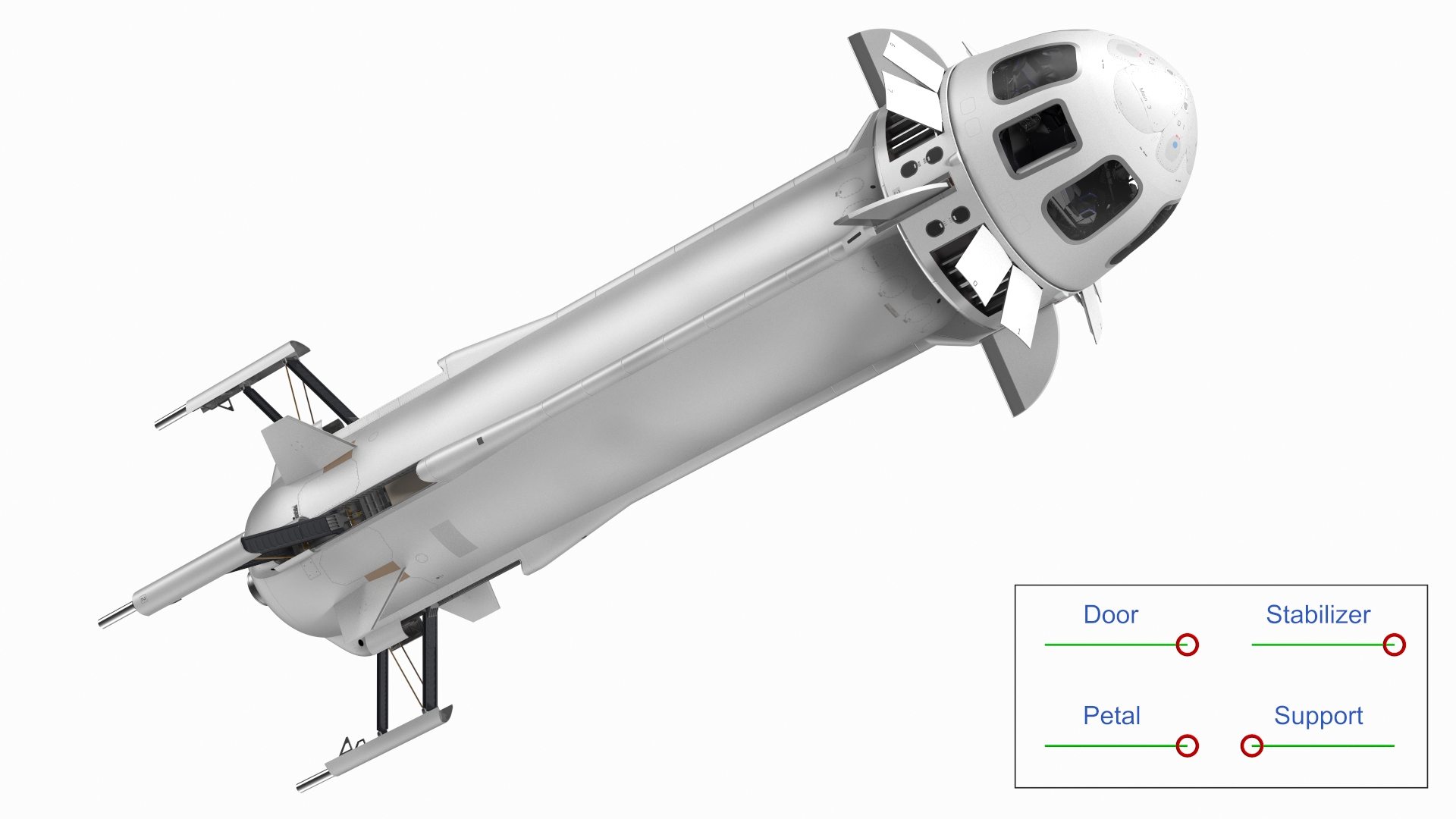 3D model Suborbital Launch Vehicle Rocket Booster with Crew Capsule Rigged
