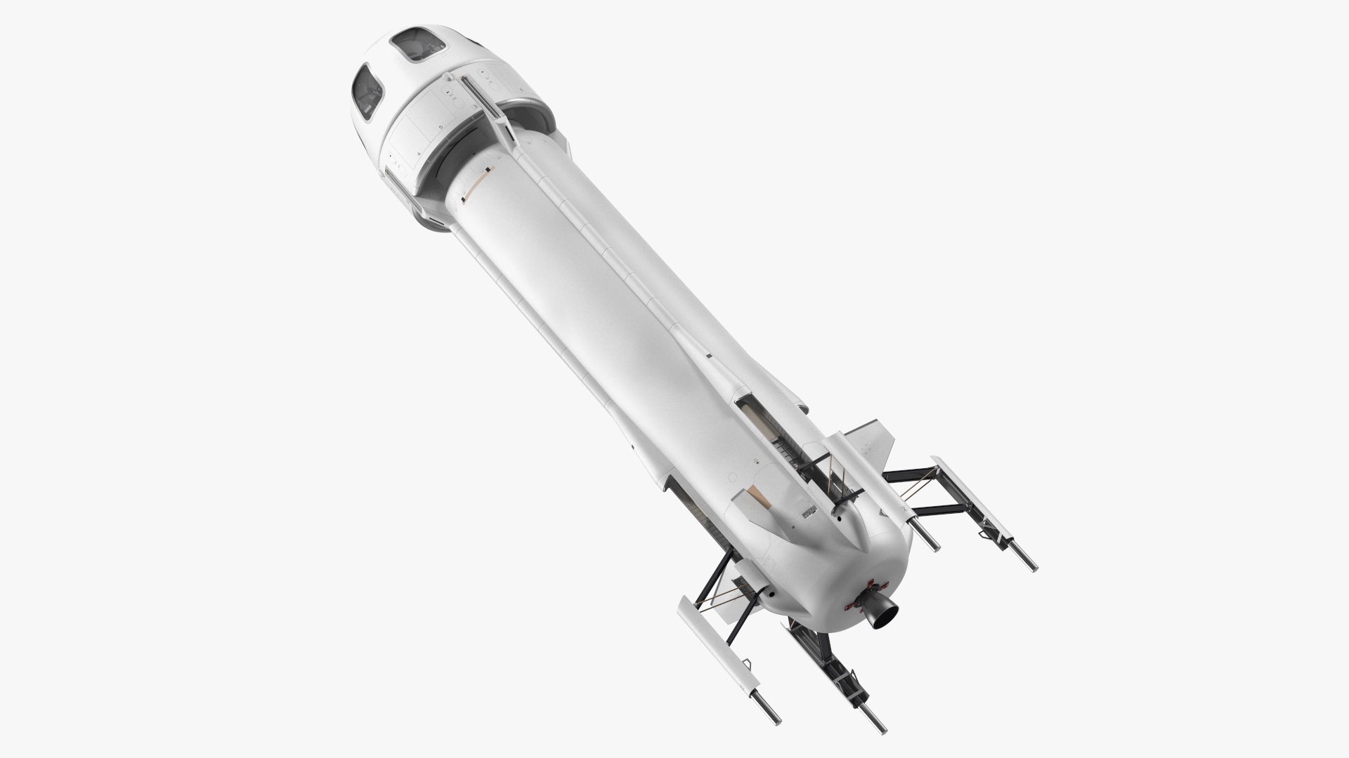 3D model Suborbital Launch Vehicle Rocket Booster with Crew Capsule Rigged