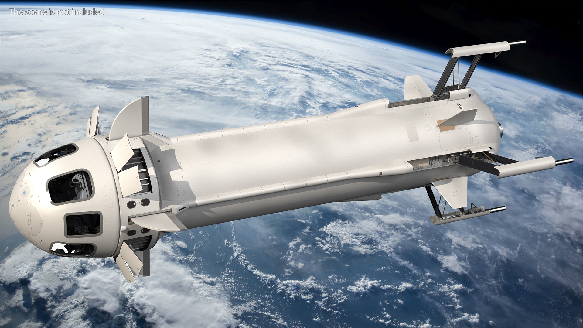 3D model Suborbital Launch Vehicle Rocket Booster with Crew Capsule Rigged