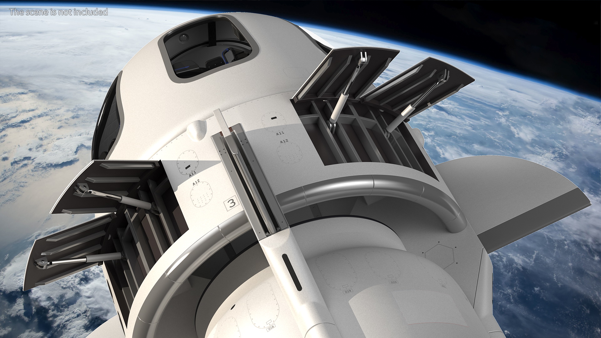 3D model Suborbital Launch Vehicle Rocket Booster with Crew Capsule Rigged
