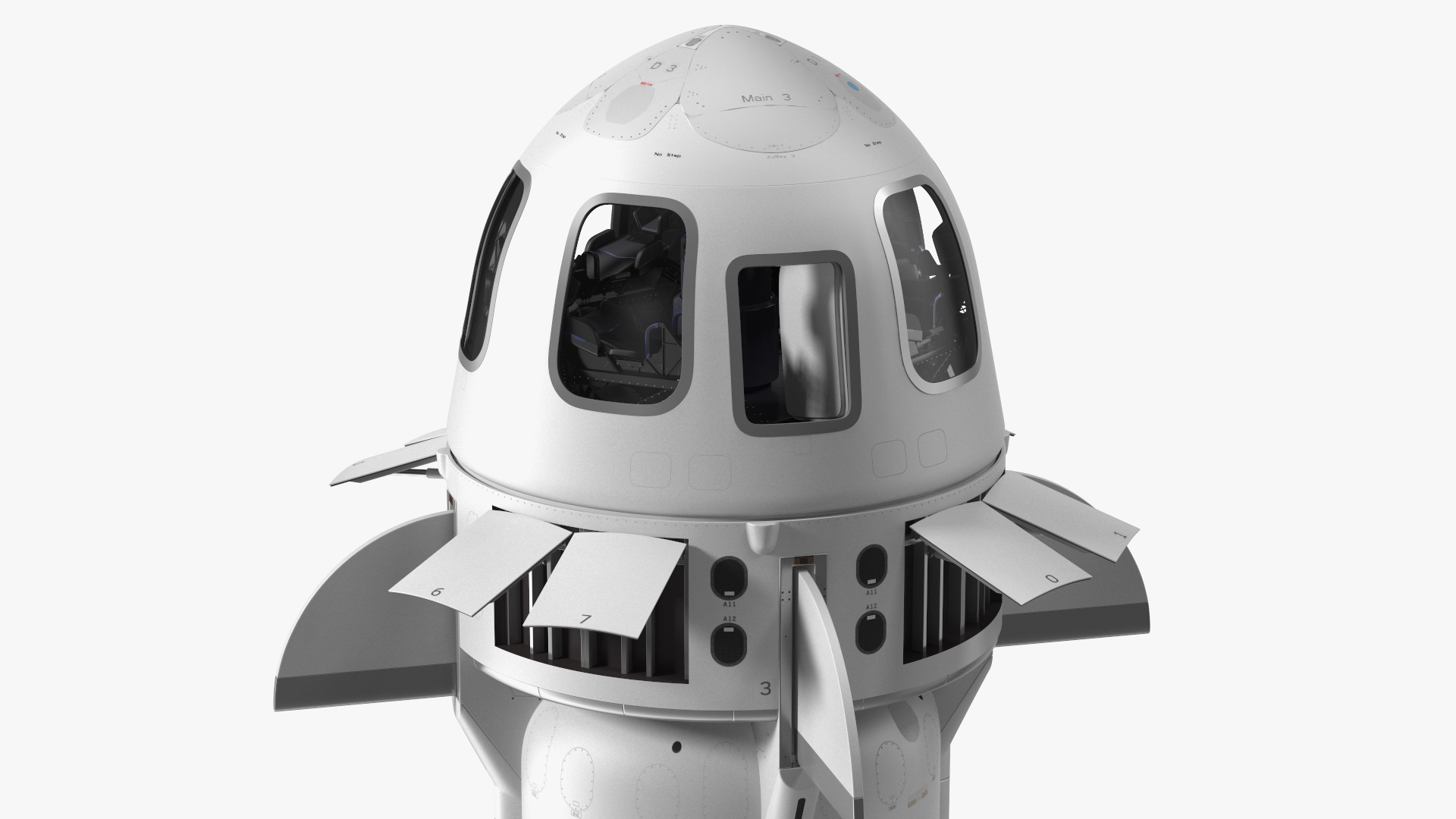 3D model Suborbital Launch Vehicle Rocket Booster with Crew Capsule Rigged