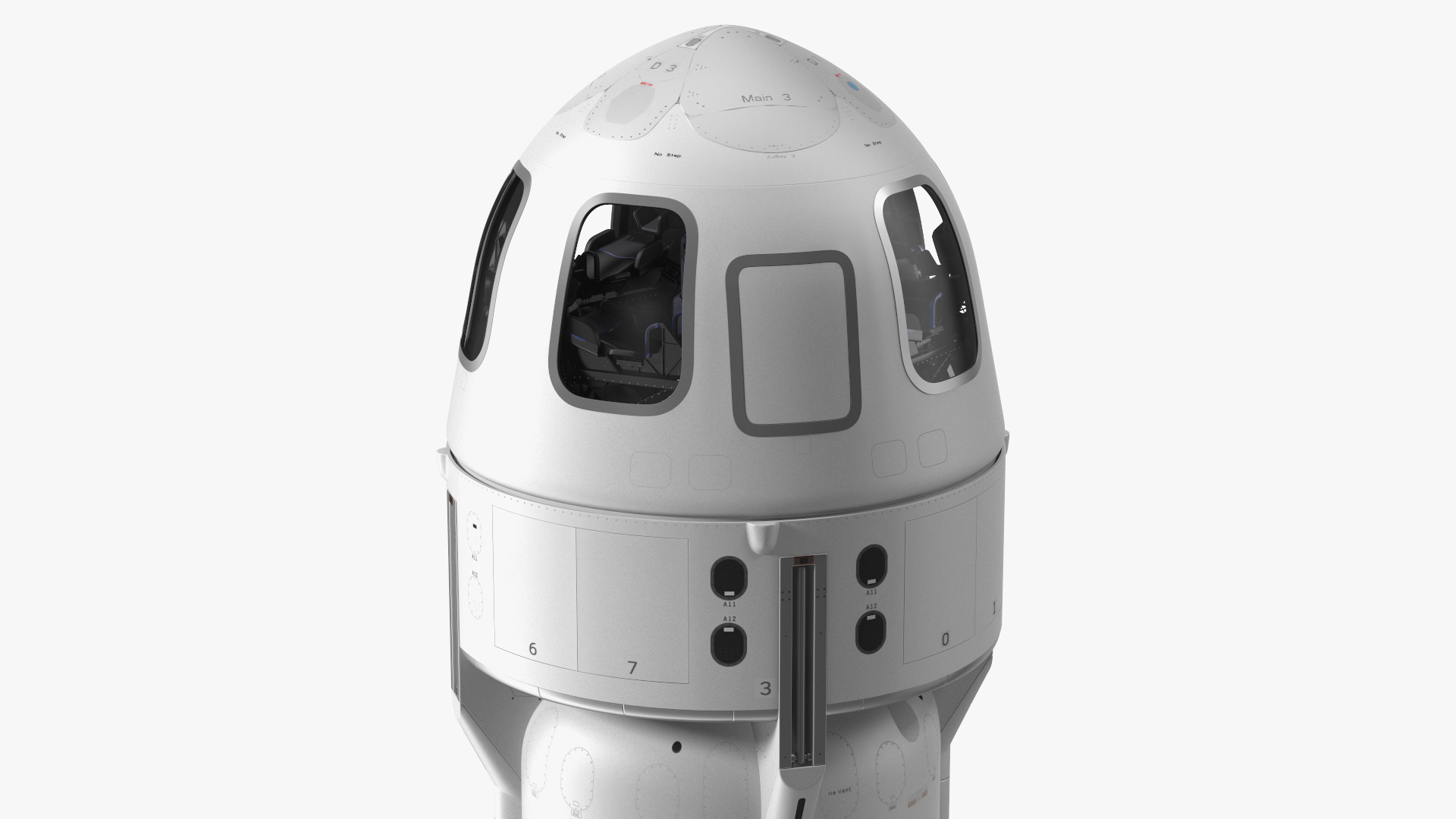 3D model Suborbital Launch Vehicle Rocket Booster with Crew Capsule Rigged