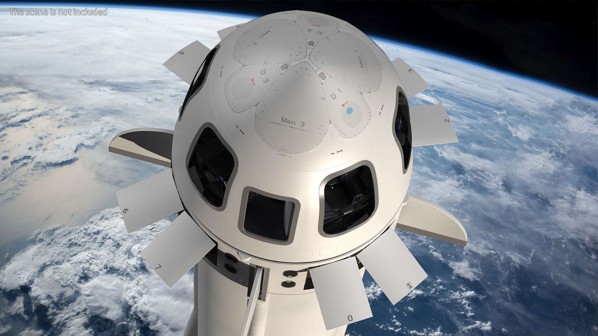 3D model Suborbital Launch Vehicle Rocket Booster with Crew Capsule Rigged