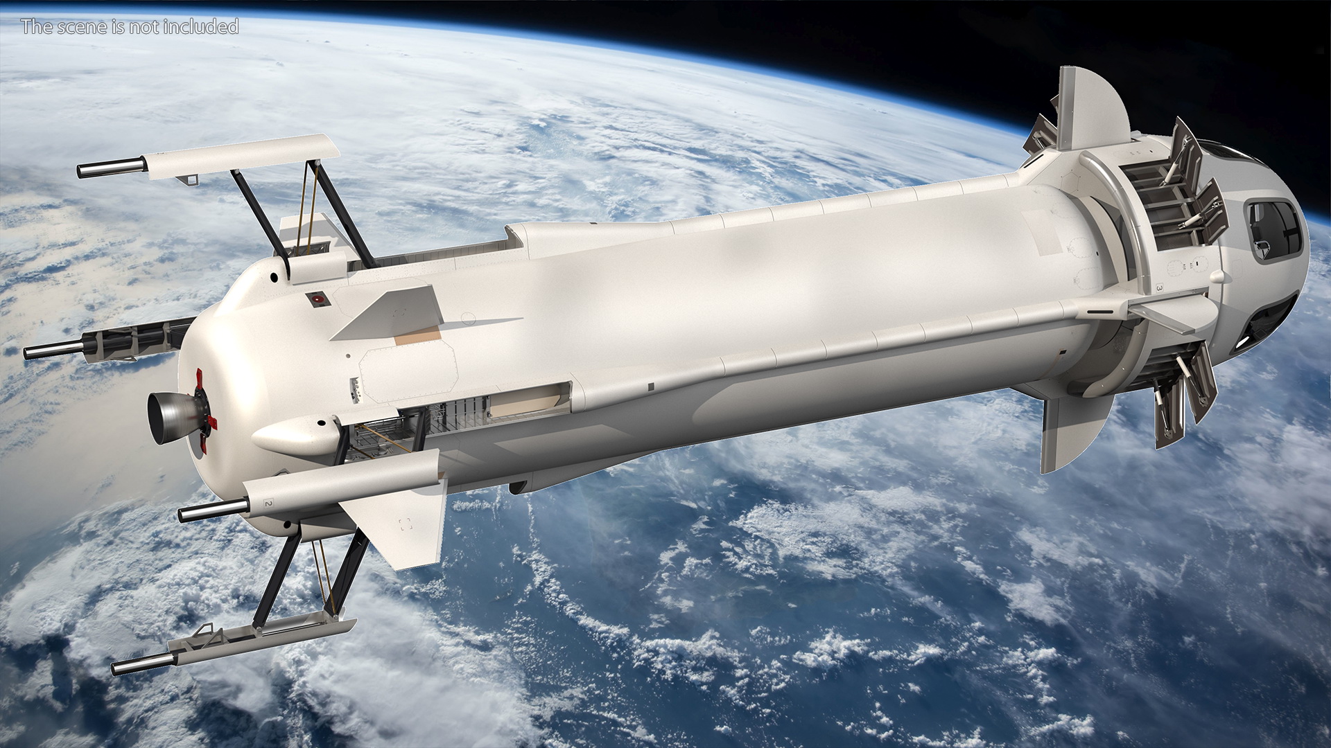 3D model Suborbital Launch Vehicle Rocket Booster with Crew Capsule Rigged