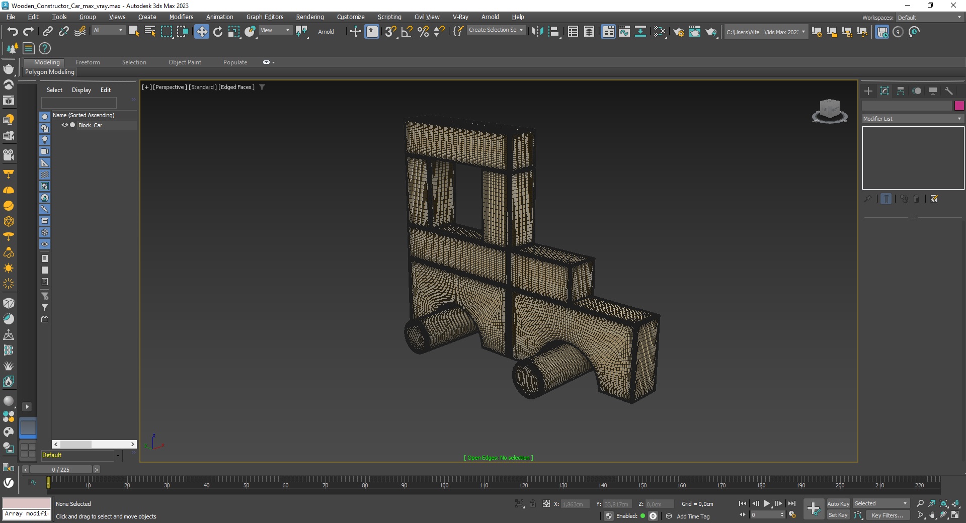 3D model Wooden Constructor Car for 3D Print