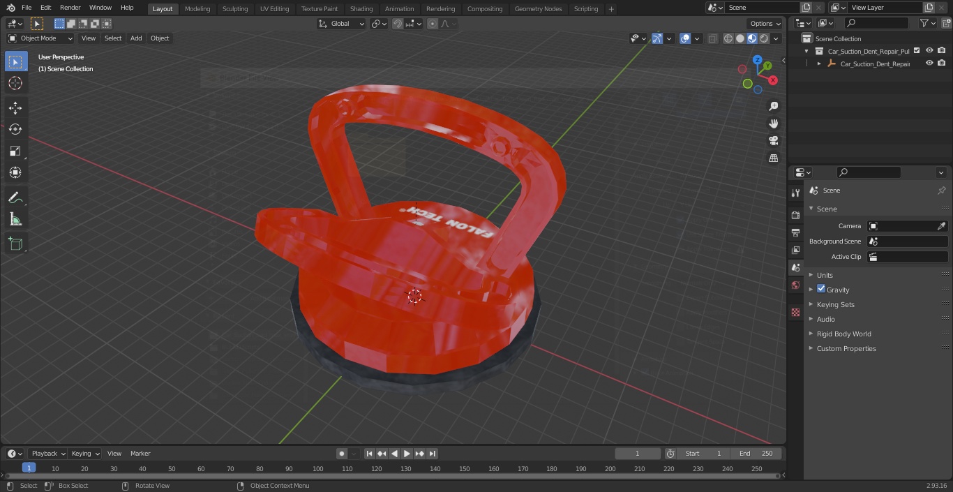 3D model Car Suction Dent Repair Puller Falon Tech Open Red