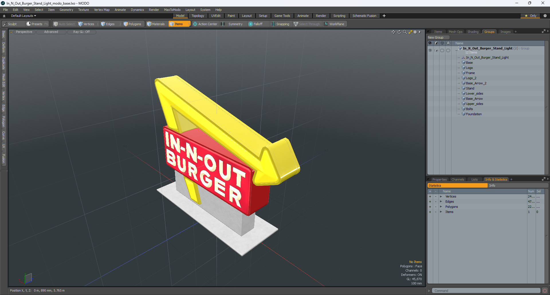 In N Out Burger Stand Light 3D