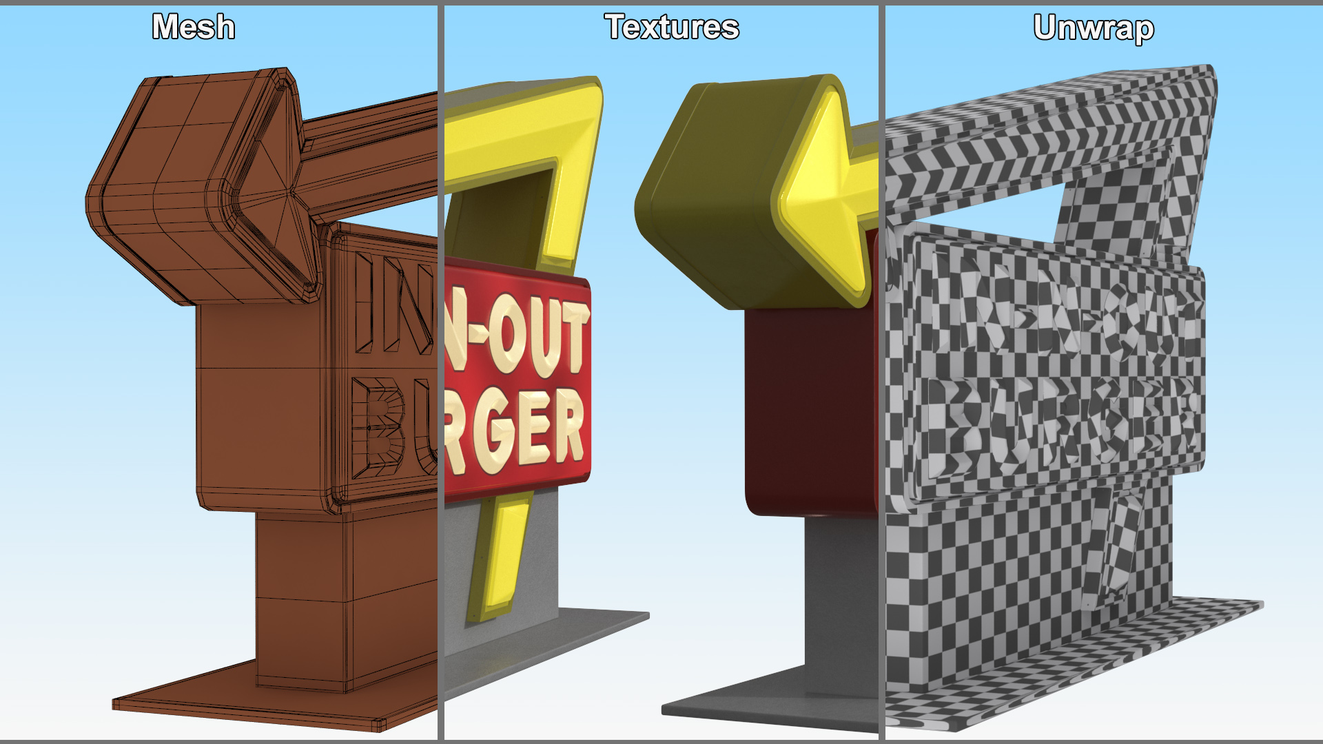 In N Out Burger Stand Light 3D