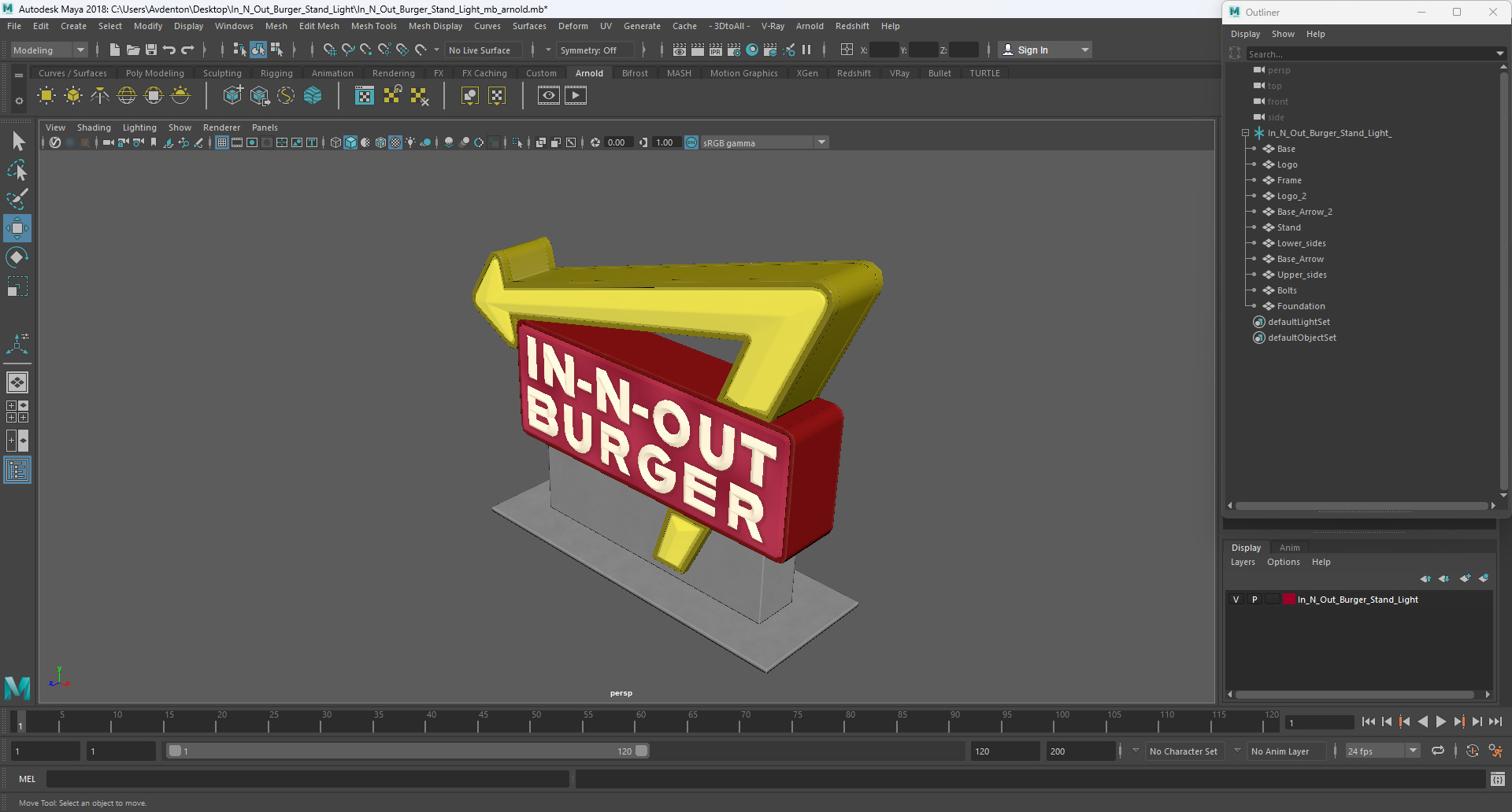 In N Out Burger Stand Light 3D