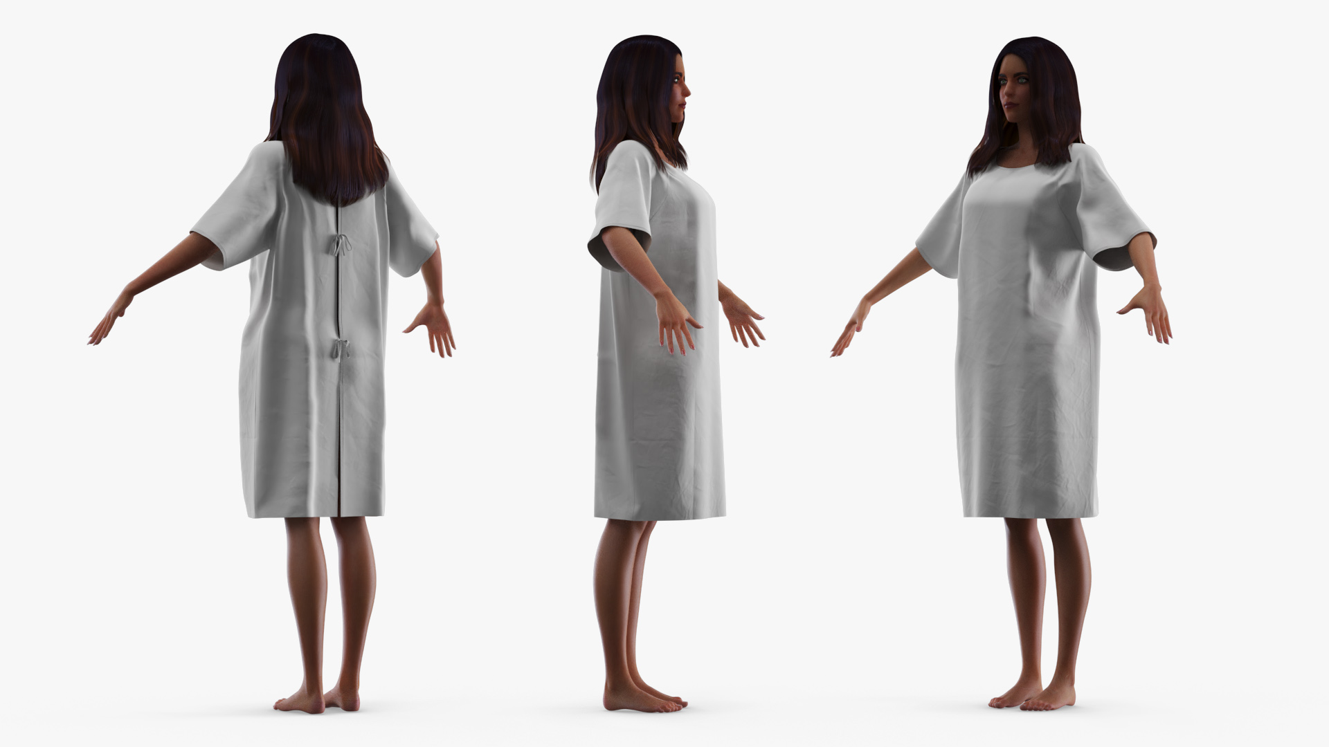 Patient Gown on Young Woman - view 2