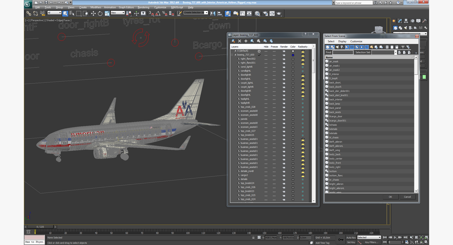 3D Boeing 737 600 with Interior American Airlines Rigged model