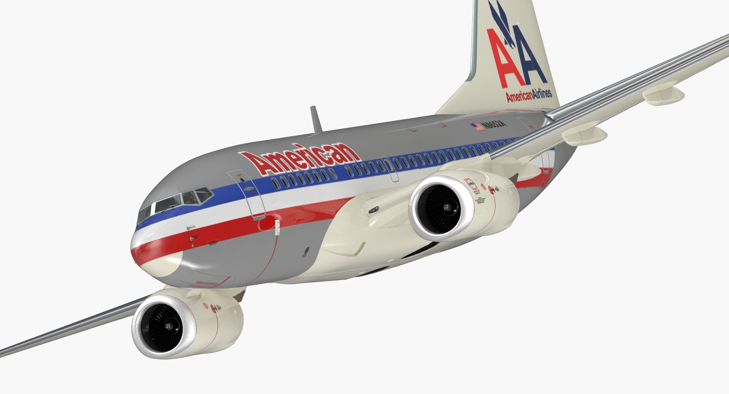 3D Boeing 737 600 with Interior American Airlines Rigged model