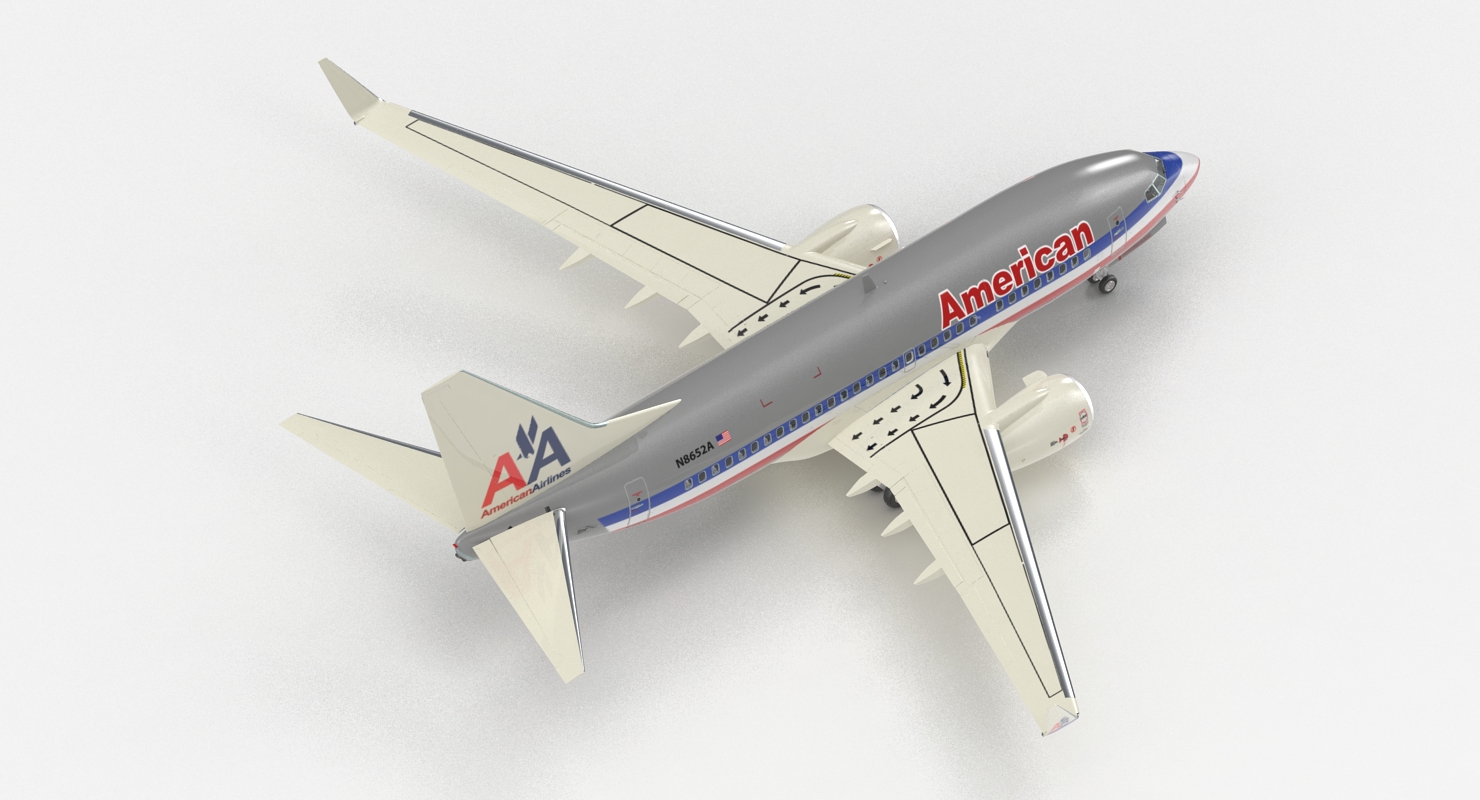 3D Boeing 737 600 with Interior American Airlines Rigged model