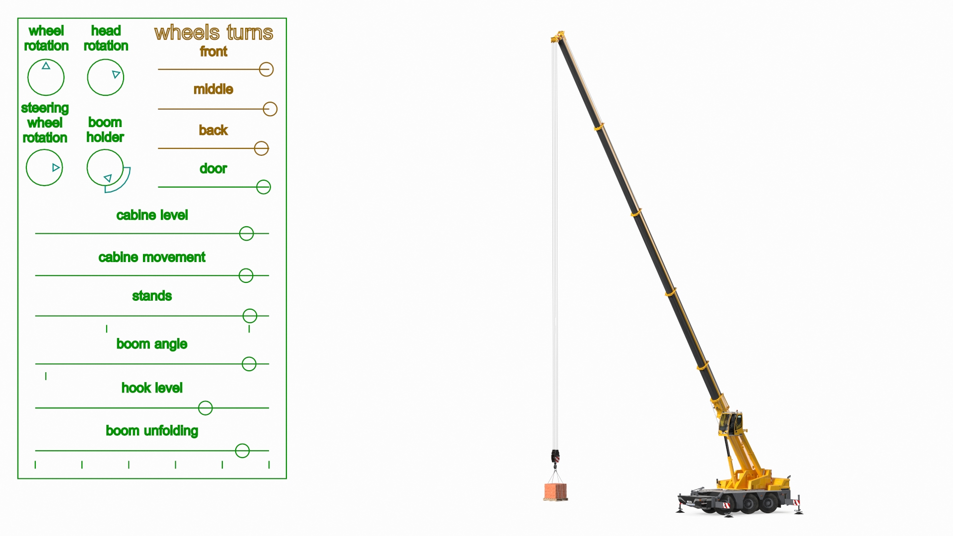3D model Mobile Crane Liebherr with Bricks Rigged