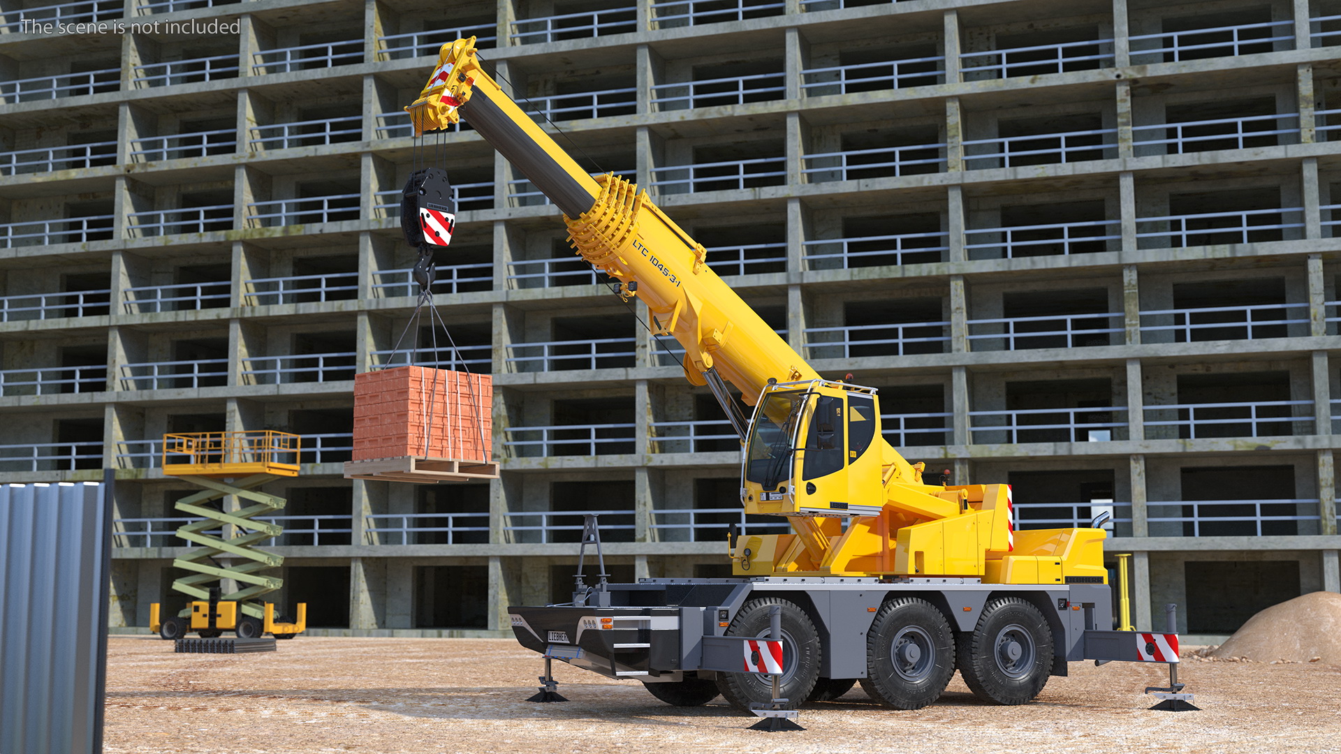 3D model Mobile Crane Liebherr with Bricks Rigged