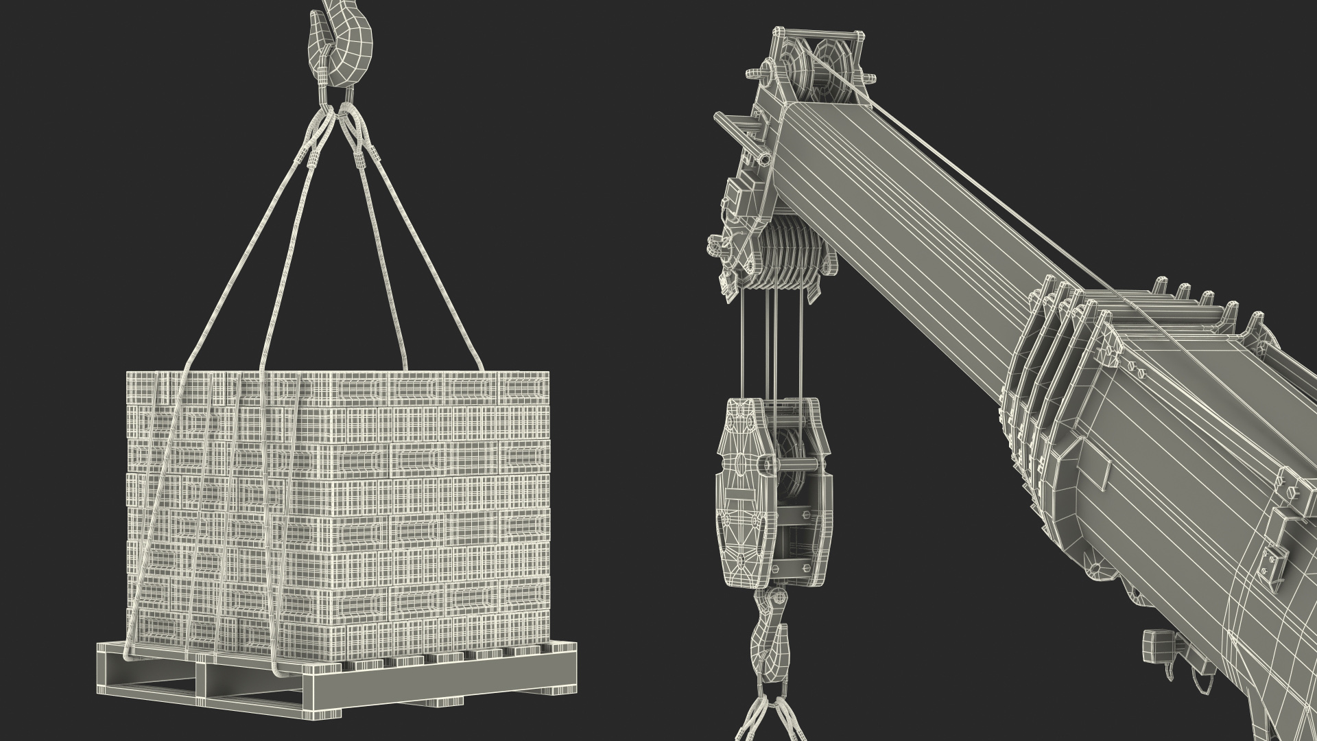 3D model Mobile Crane Liebherr with Bricks Rigged