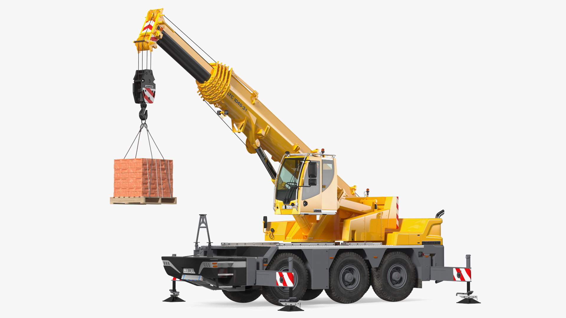 3D model Mobile Crane Liebherr with Bricks Rigged